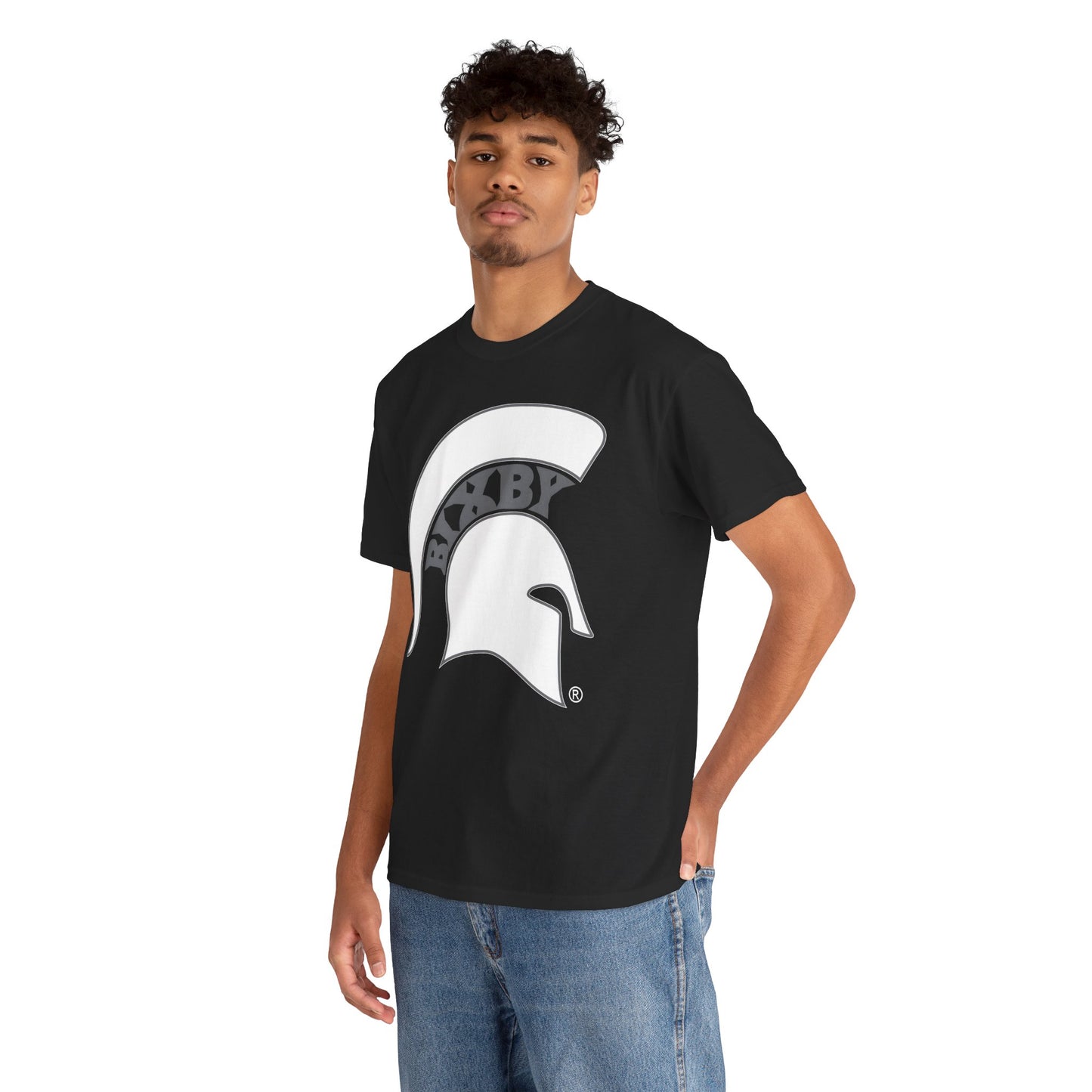 Spartan White Logo Gildan Tee