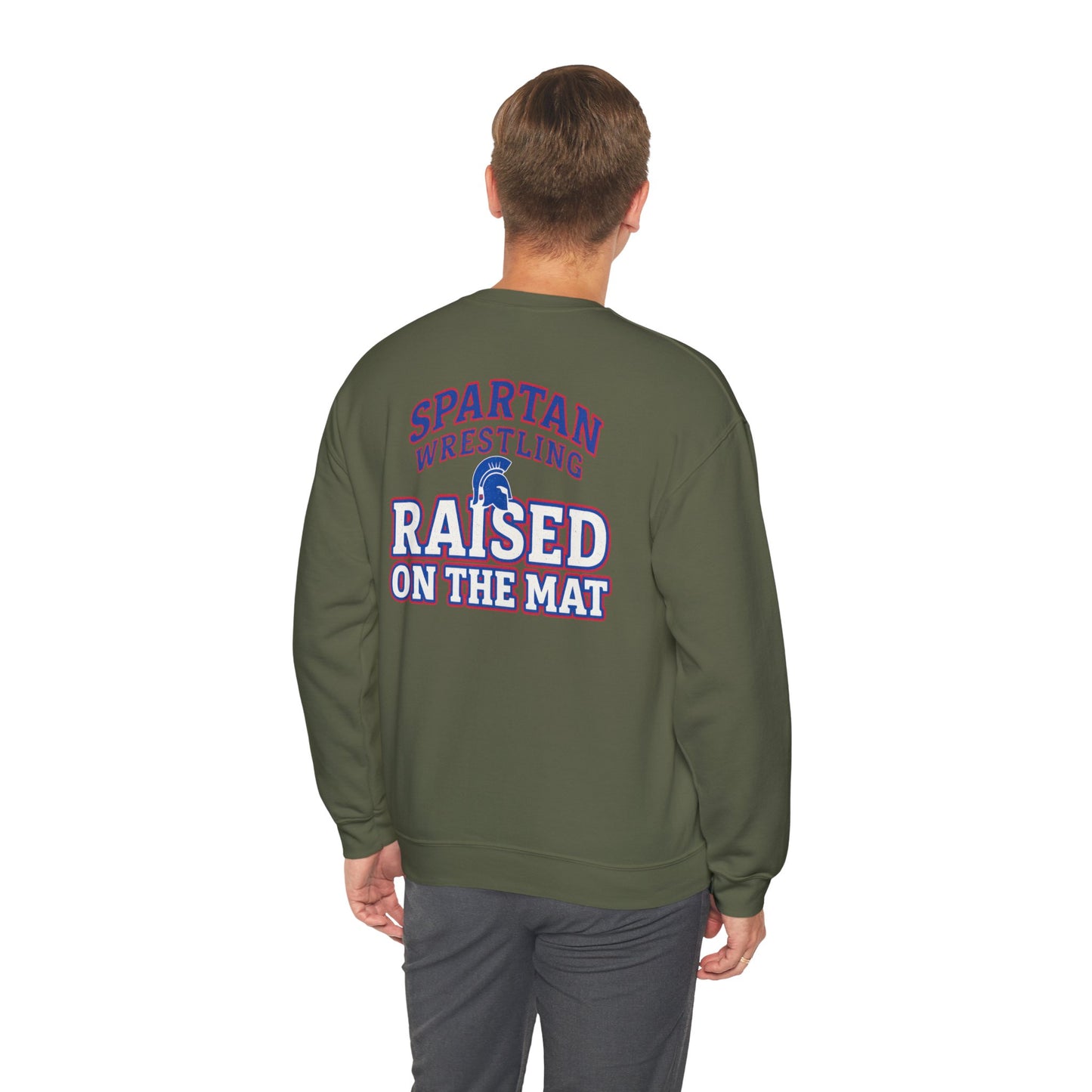 Raised On The Mat Spartan Wrestling Gildan Sweatshirt