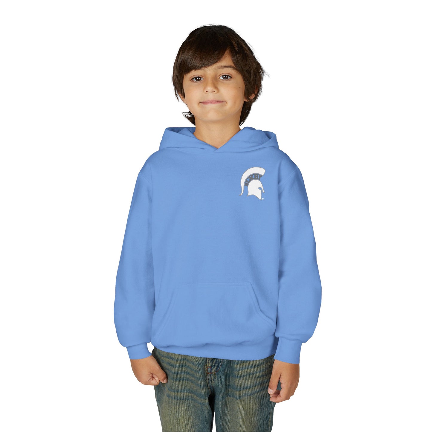 Spartan White Logo Youth Gildan Hoodie