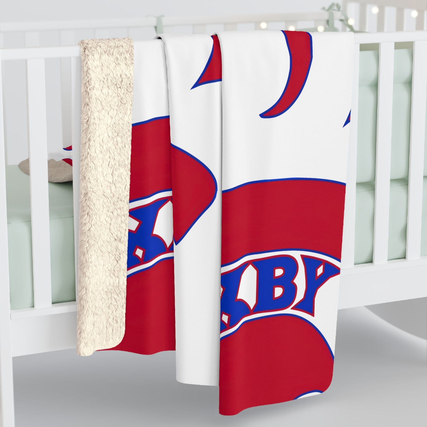 Spartan Red Large Pattern Logo Comfy Sherpa Fleece Blanket