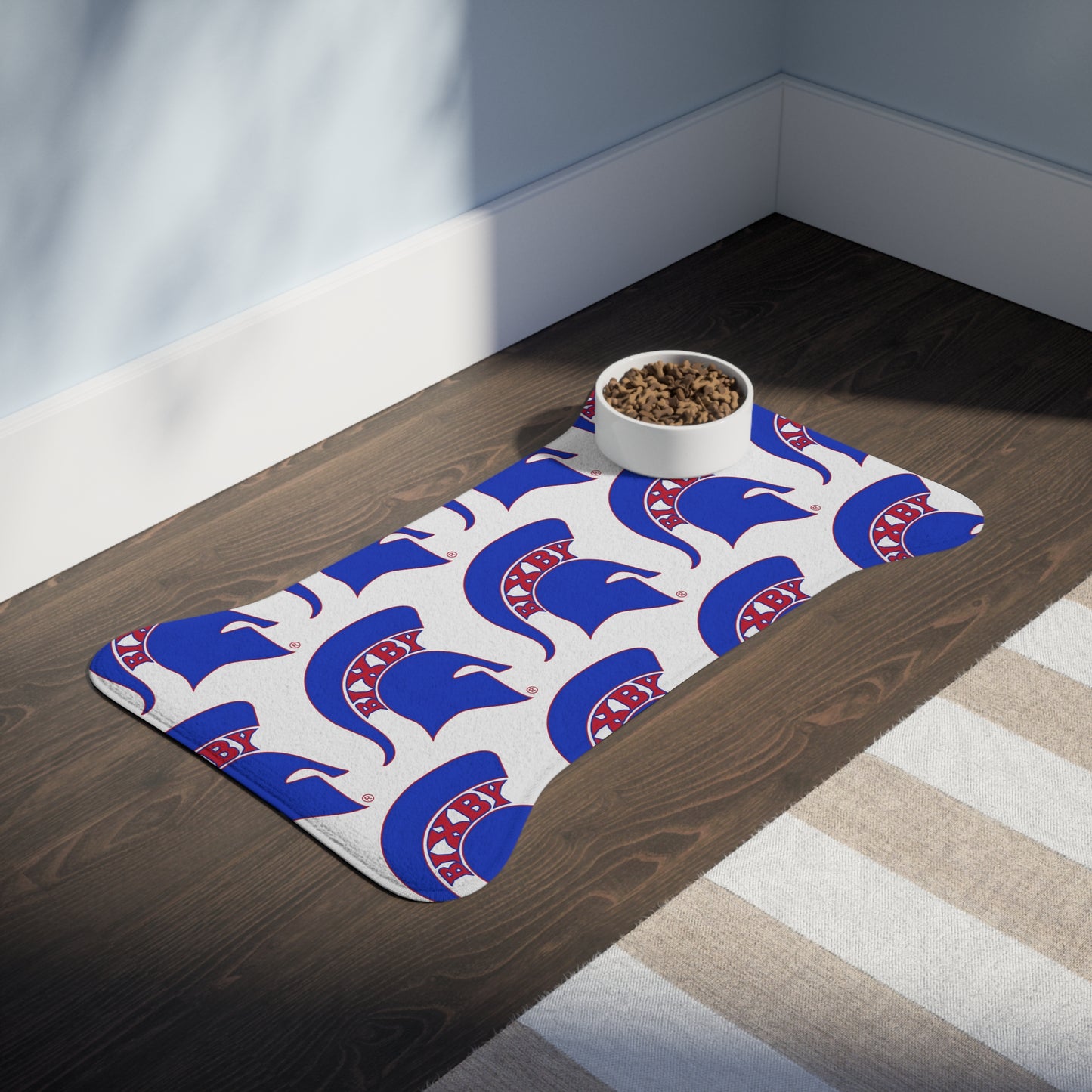 Spartan Blue Logo Pet Feeding Mat