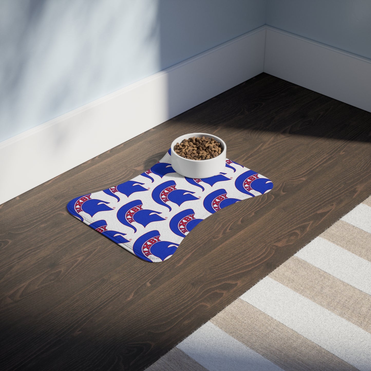 Spartan Blue Logo Pet Feeding Mat