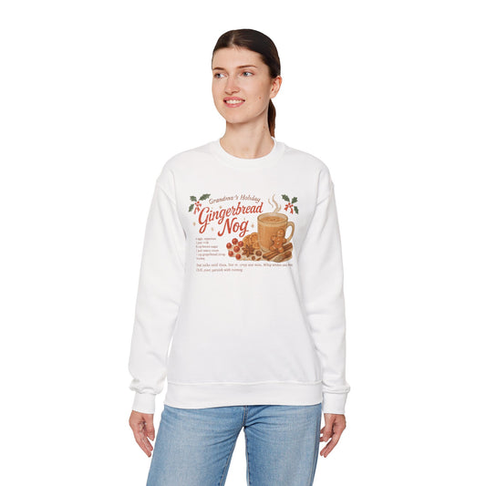 Gingerbread Nog Crewneck Sweatshirt Cozy Holiday Recipe Graphic