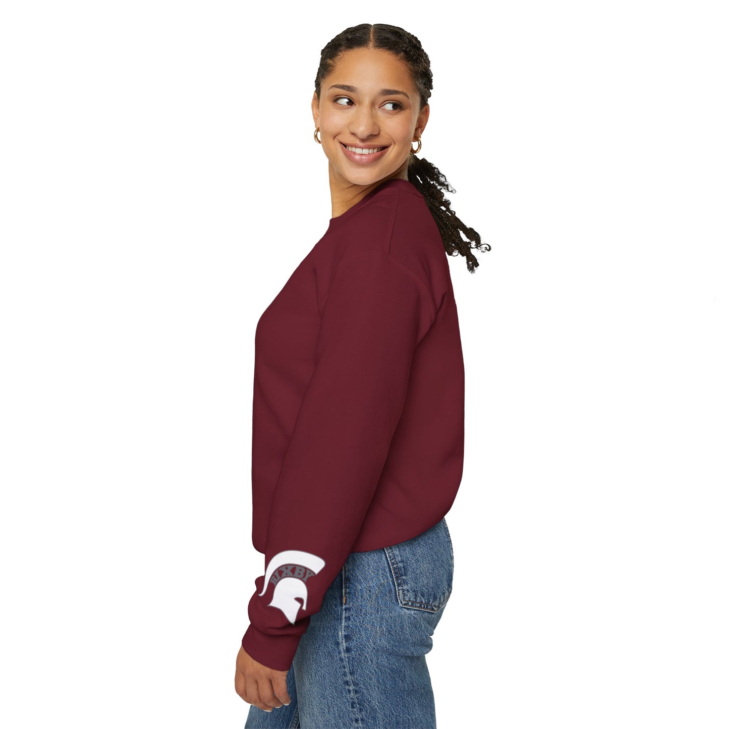 Spartan Football Santa Gildan Sweatshirt With Sleeve Print