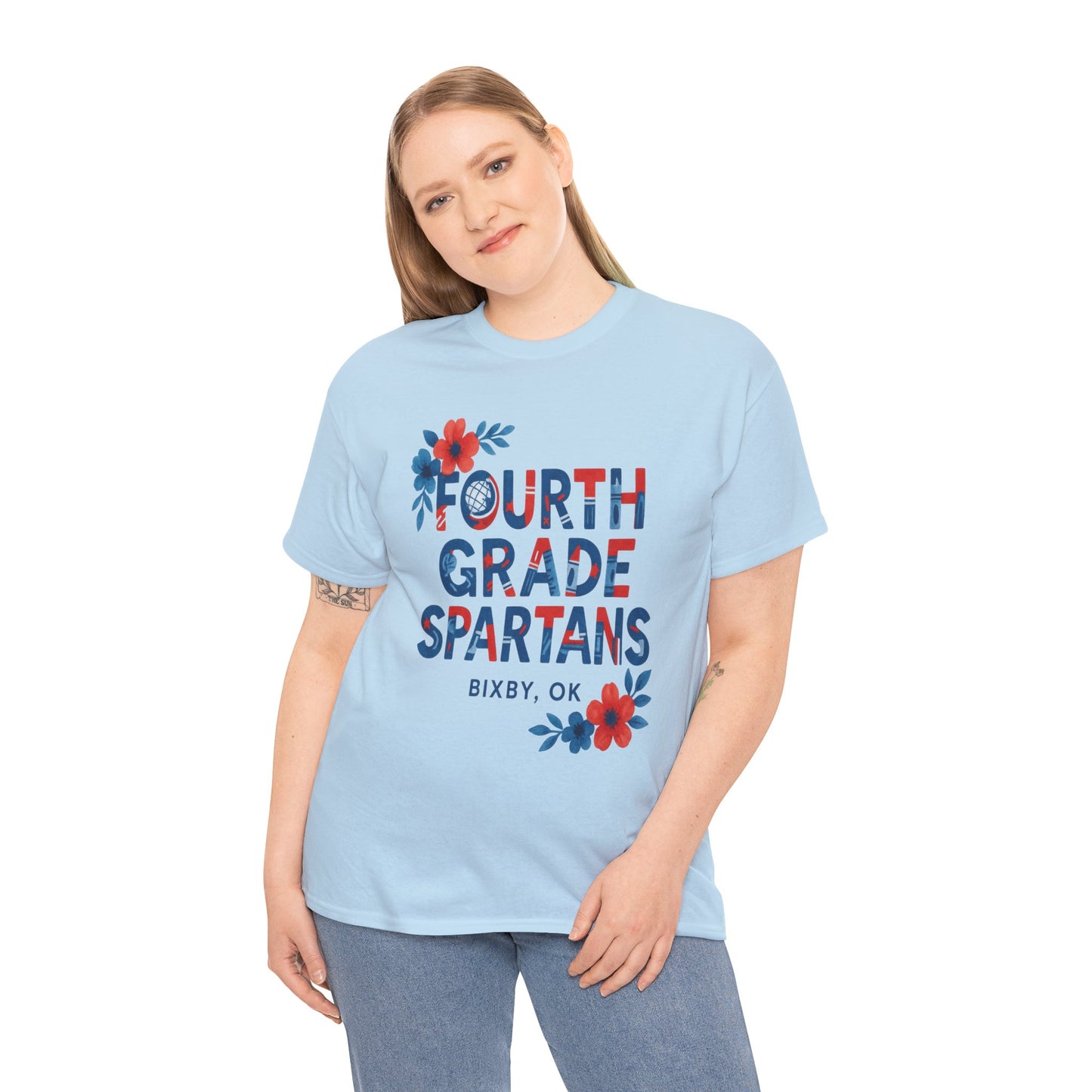 Floral Fourth Grade Spartan Gildan Tee