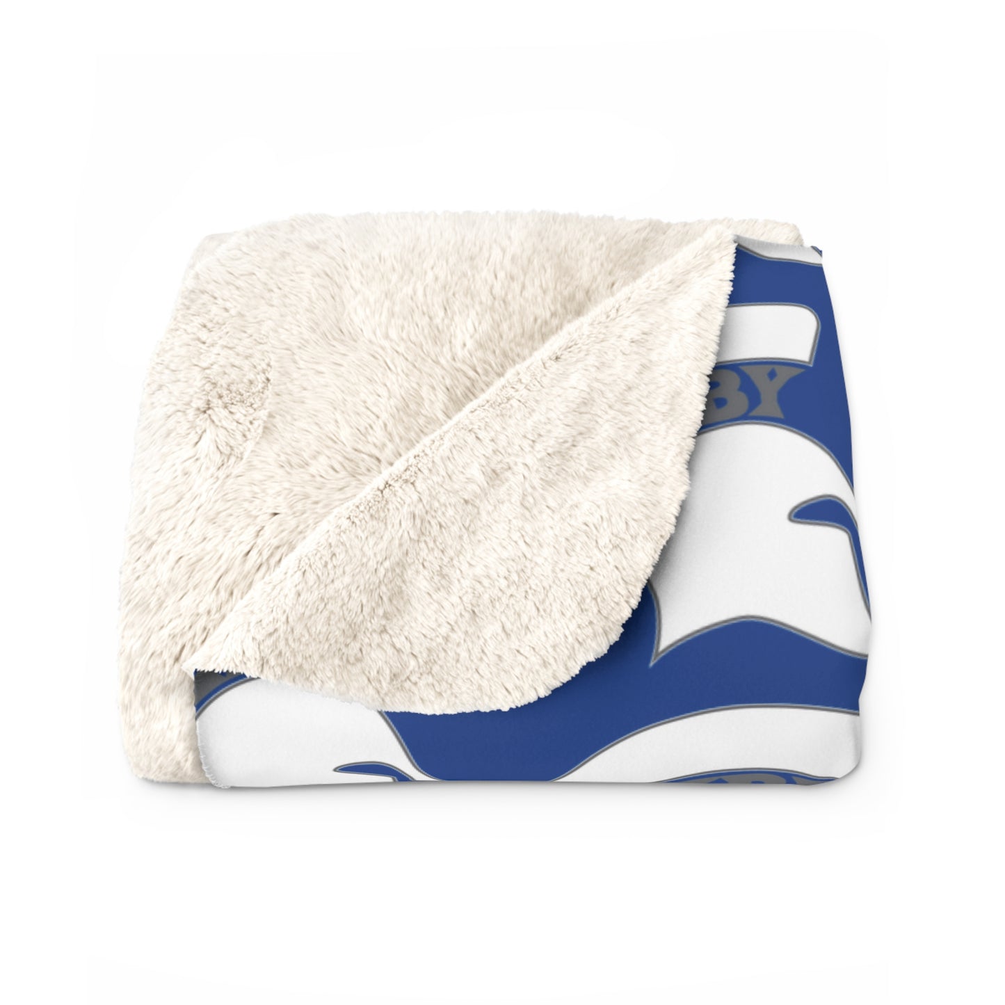 Bixby White Small Pattern Logo Comfy Sherpa Fleece Blanket