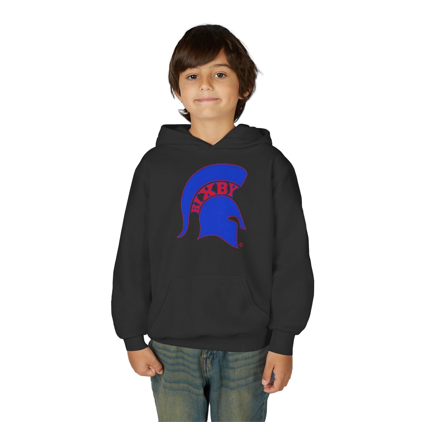 Spartan Blue Logo Youth Gildan Hoodie