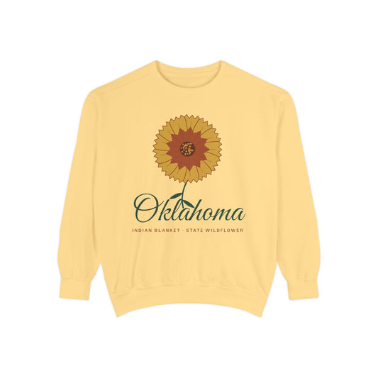Indian Blanket Garden Script Oklahoma Crewneck Sweatshirt | Comfort Colors
