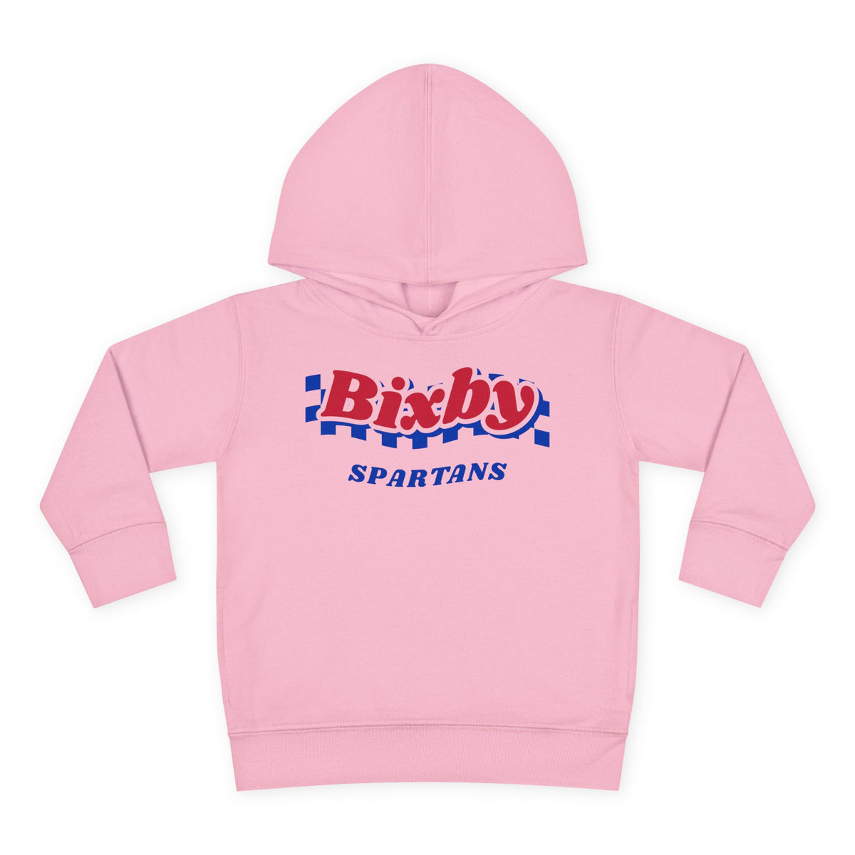 Bixby Spartans Retro Blue Checkered Script Toddler Hoodie – Little Spartan Vintage Hoodie