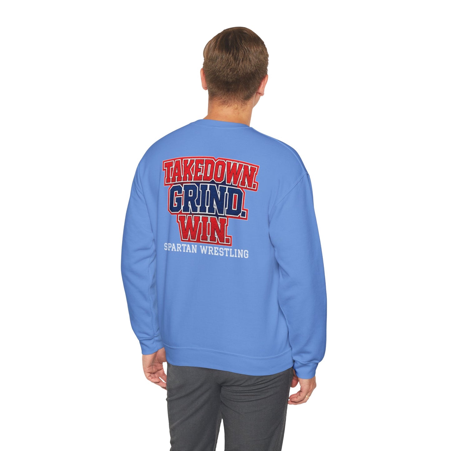 Takedown. Grind. Win Spartan Wresting Gildan Sweatshirt