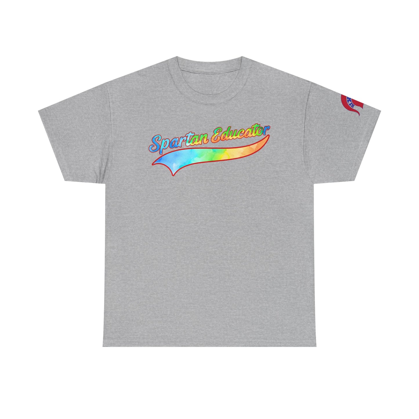 Spartan Educator Tie-Dye Design Gildan Tee With Sleeve Logo