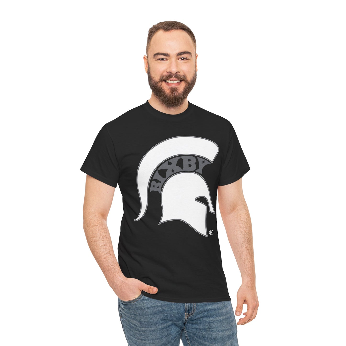 Spartan White Logo Gildan Tee