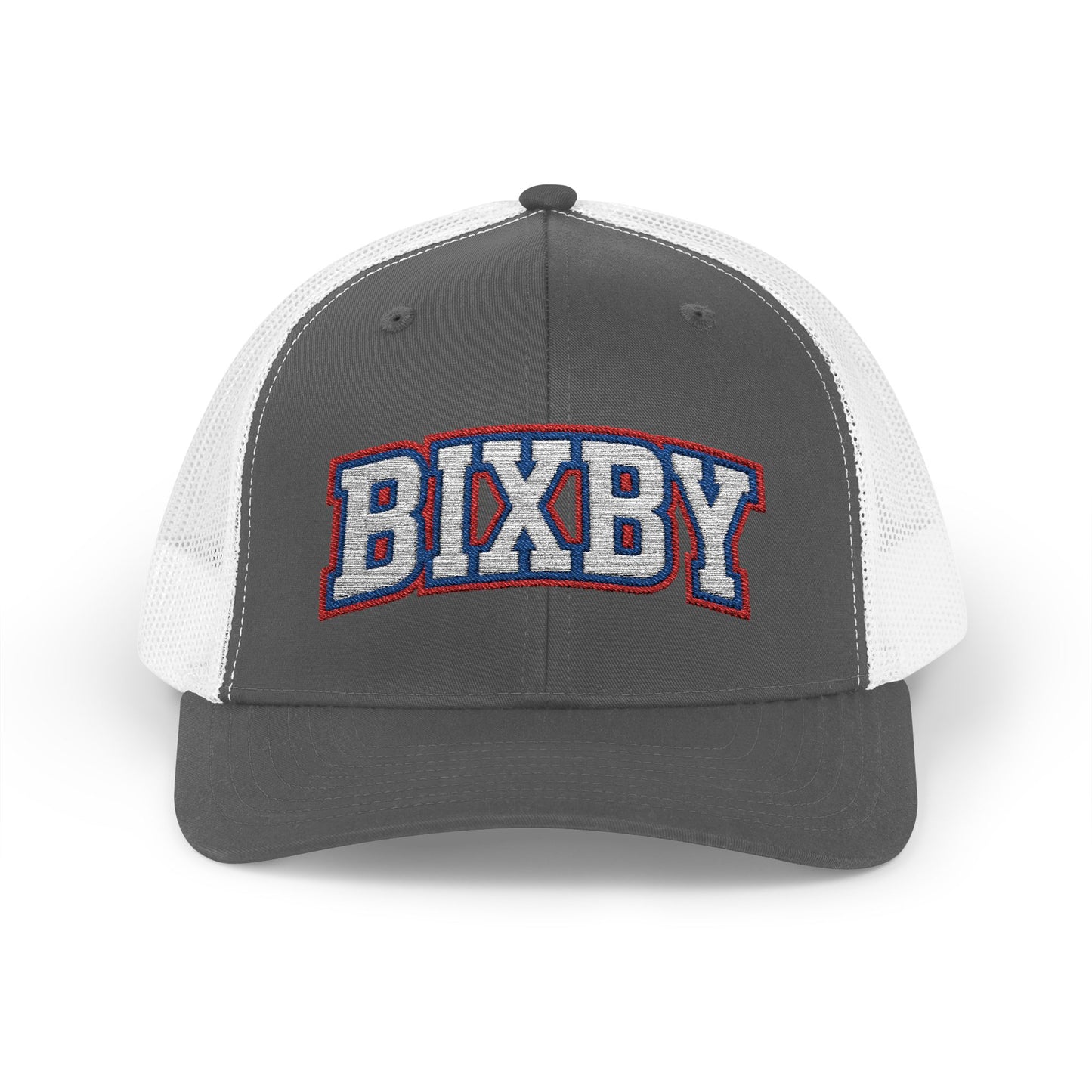 Bixby White Athletic Letter Embroidered Trucker Snapback