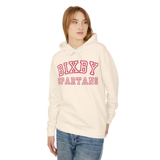 Bixby Spartans Pink Print Premium Comfort Colors Hoodie