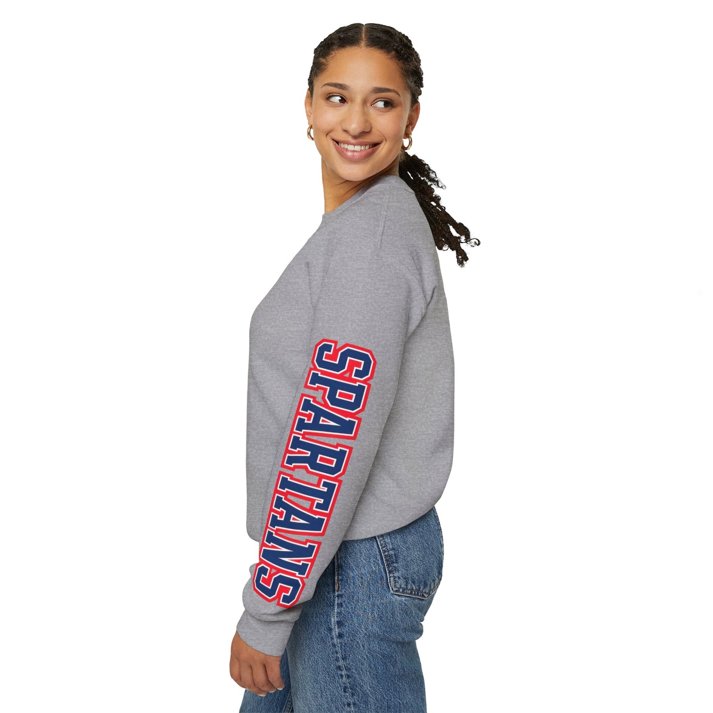 Spartans Athletic Letter Gildan Sleeve Print Sweatshirt