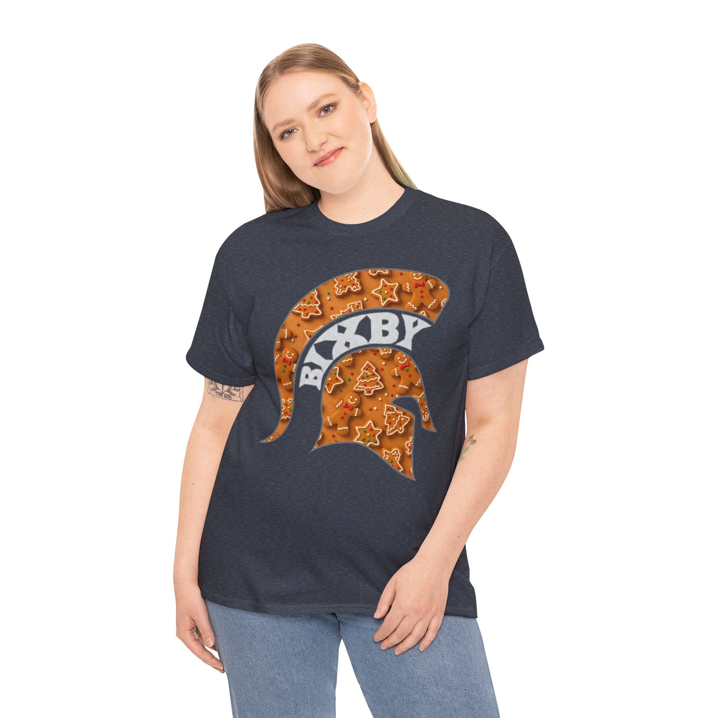 Bixby Spartan Gingerbread Helmet Gildan Tee