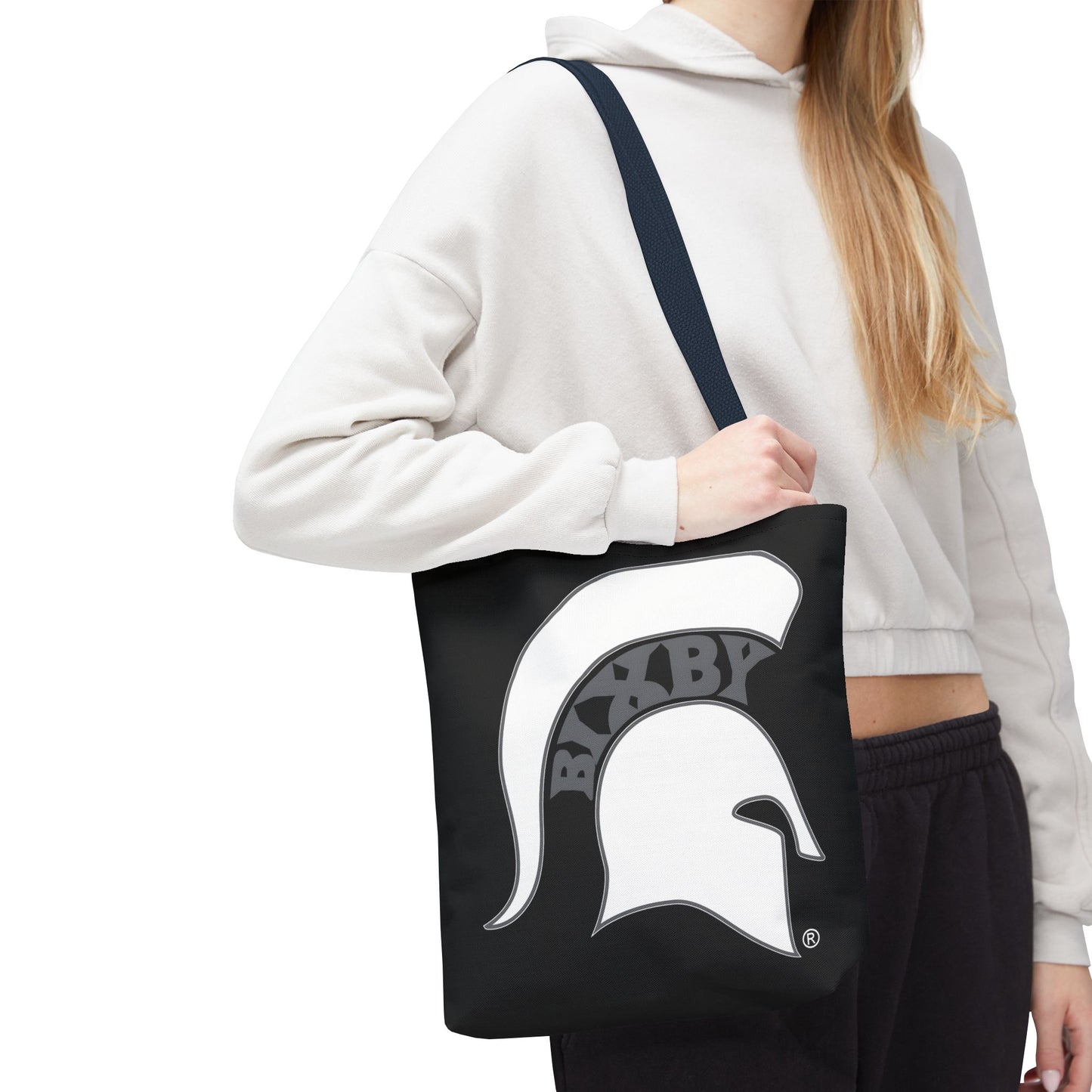 Bixby Spartans White Logo Black Polyester Tote Bag