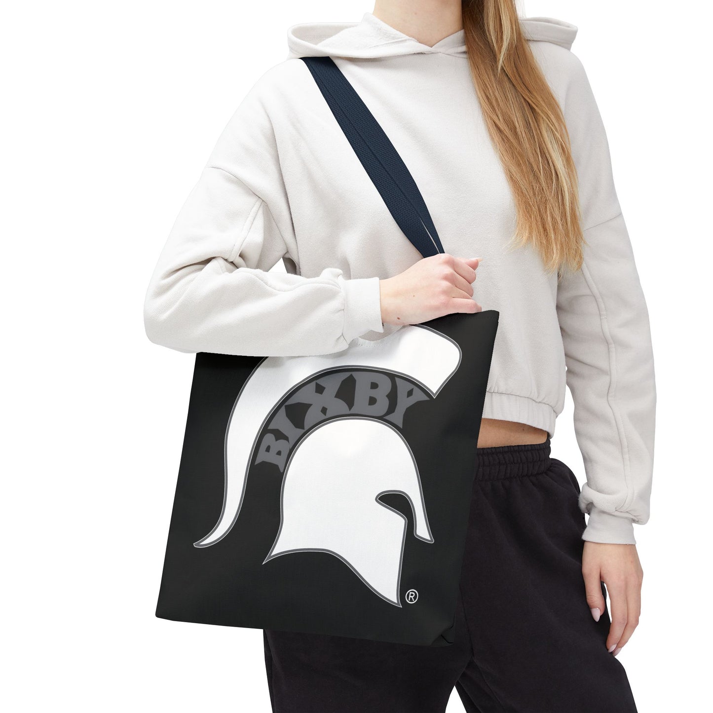 Bixby Spartans White Logo Black Polyester Tote Bag