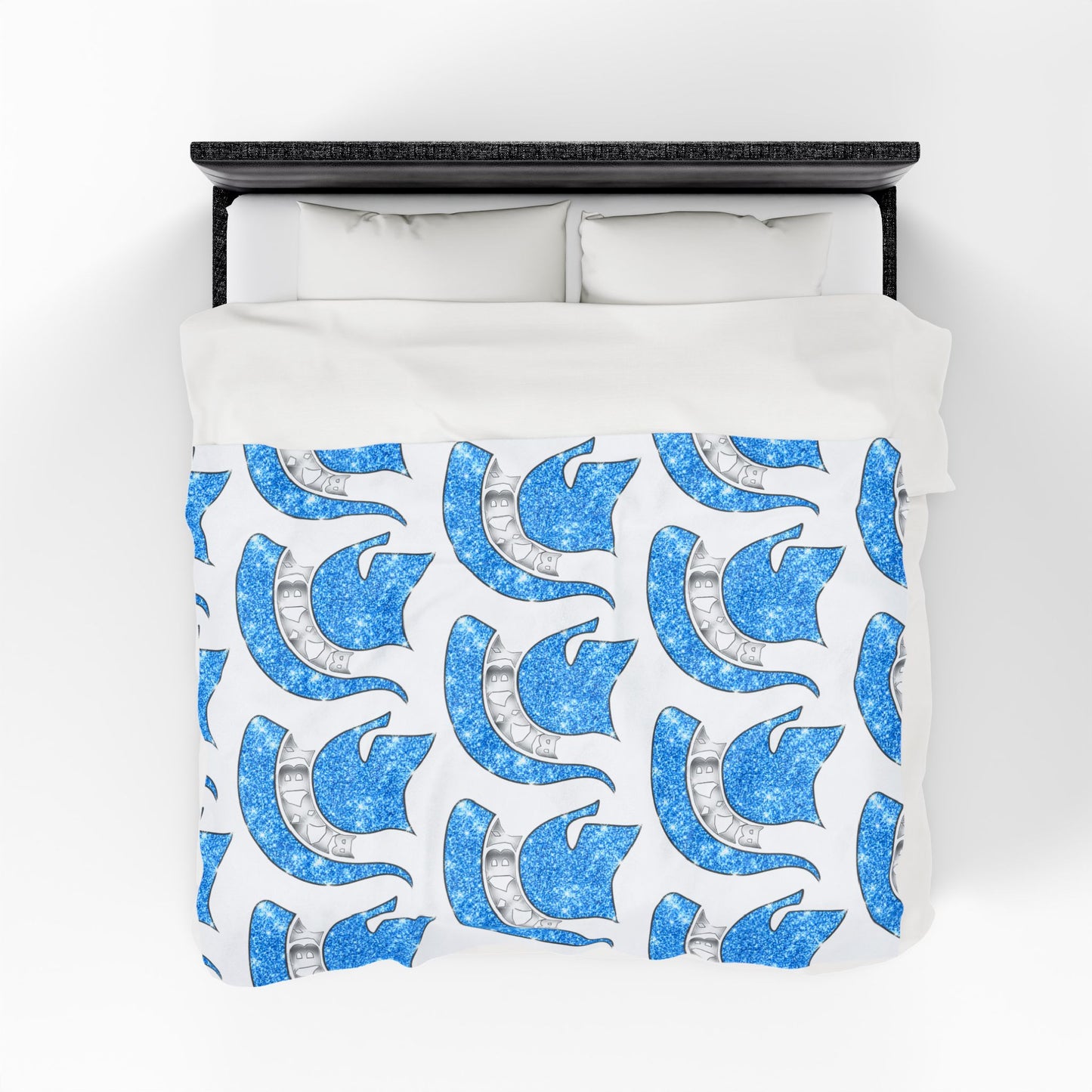 Spartan Blue Bling Logo Velveteen Plush Blanket