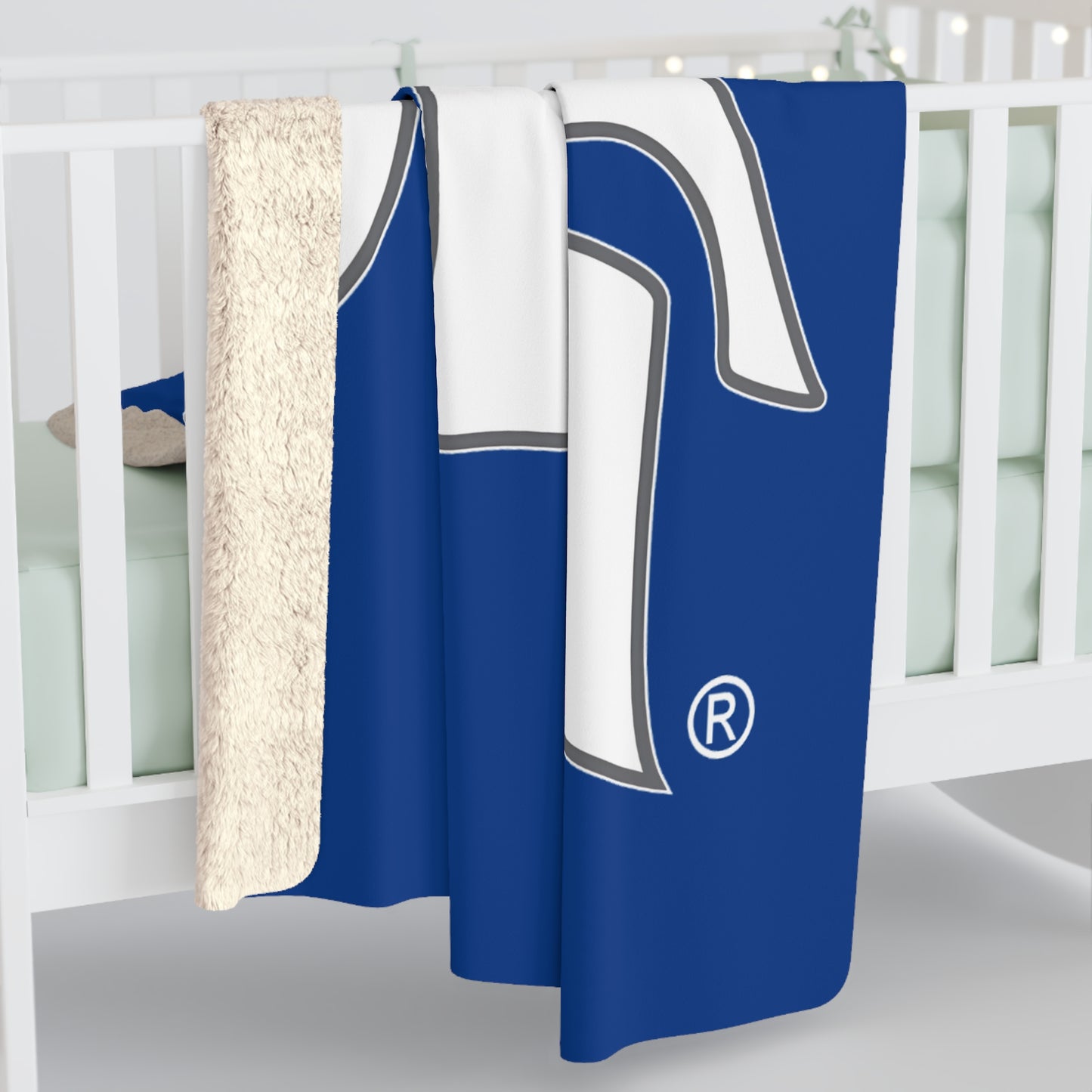 Spartan White Logo Comfy Sherpa Fleece Blanket