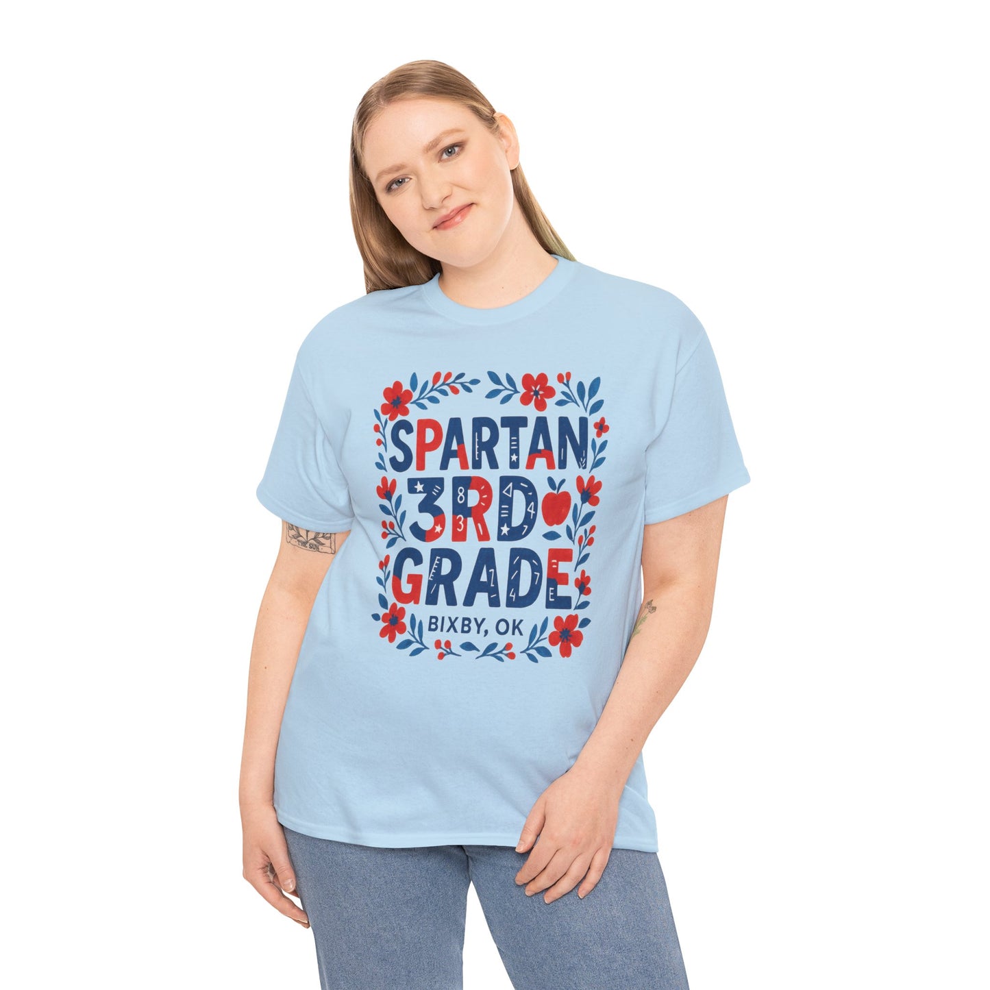 Floral Third Grade Spartan Gildan Tee