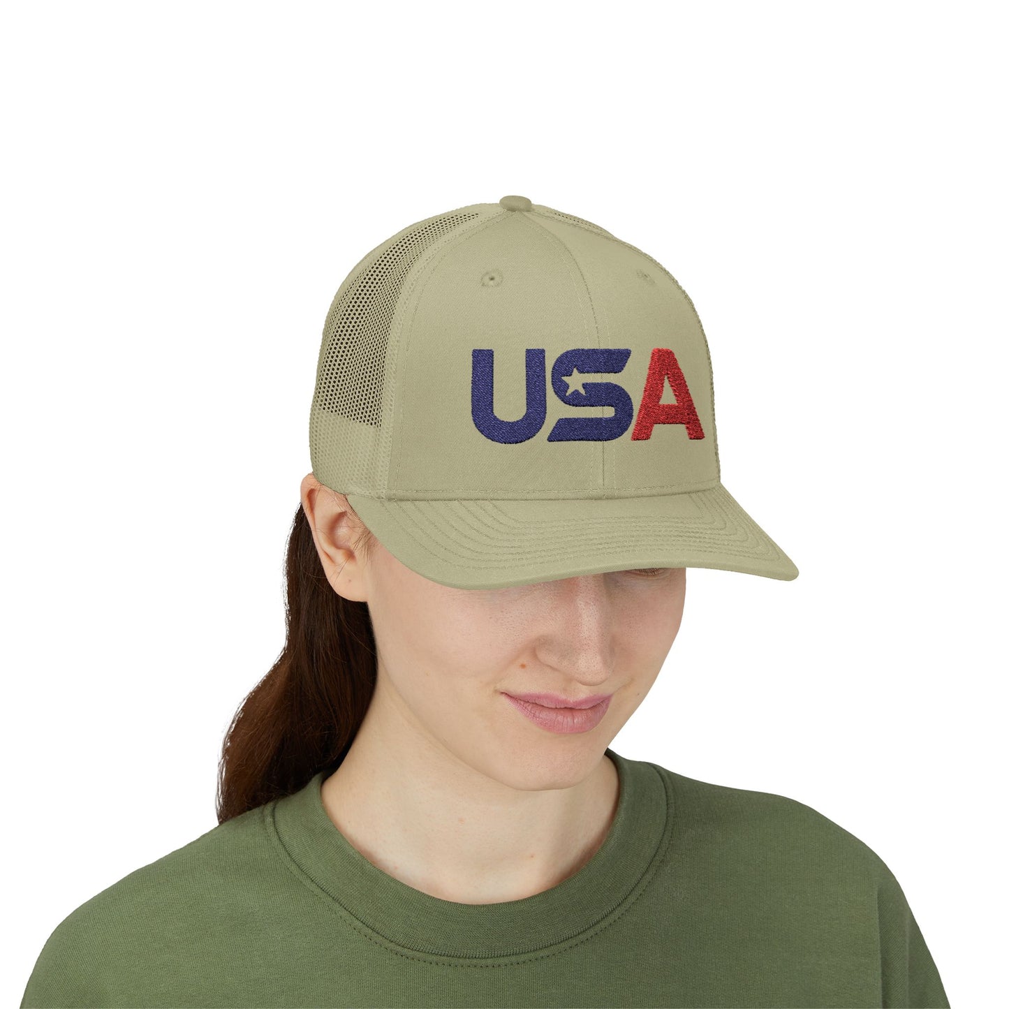 Patriotic USA Embroidered Trucker Snapback