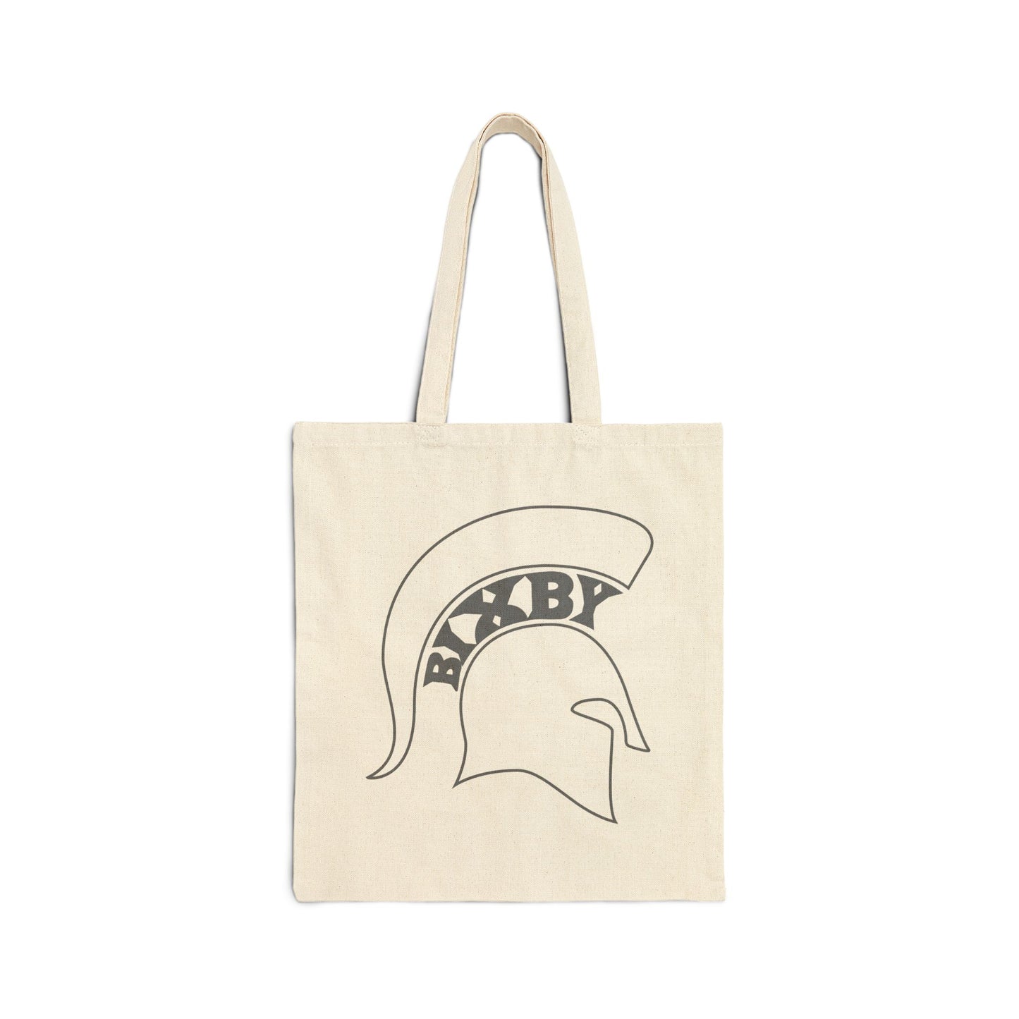 Spartan White Logo Cotton Canvas Tote Bag