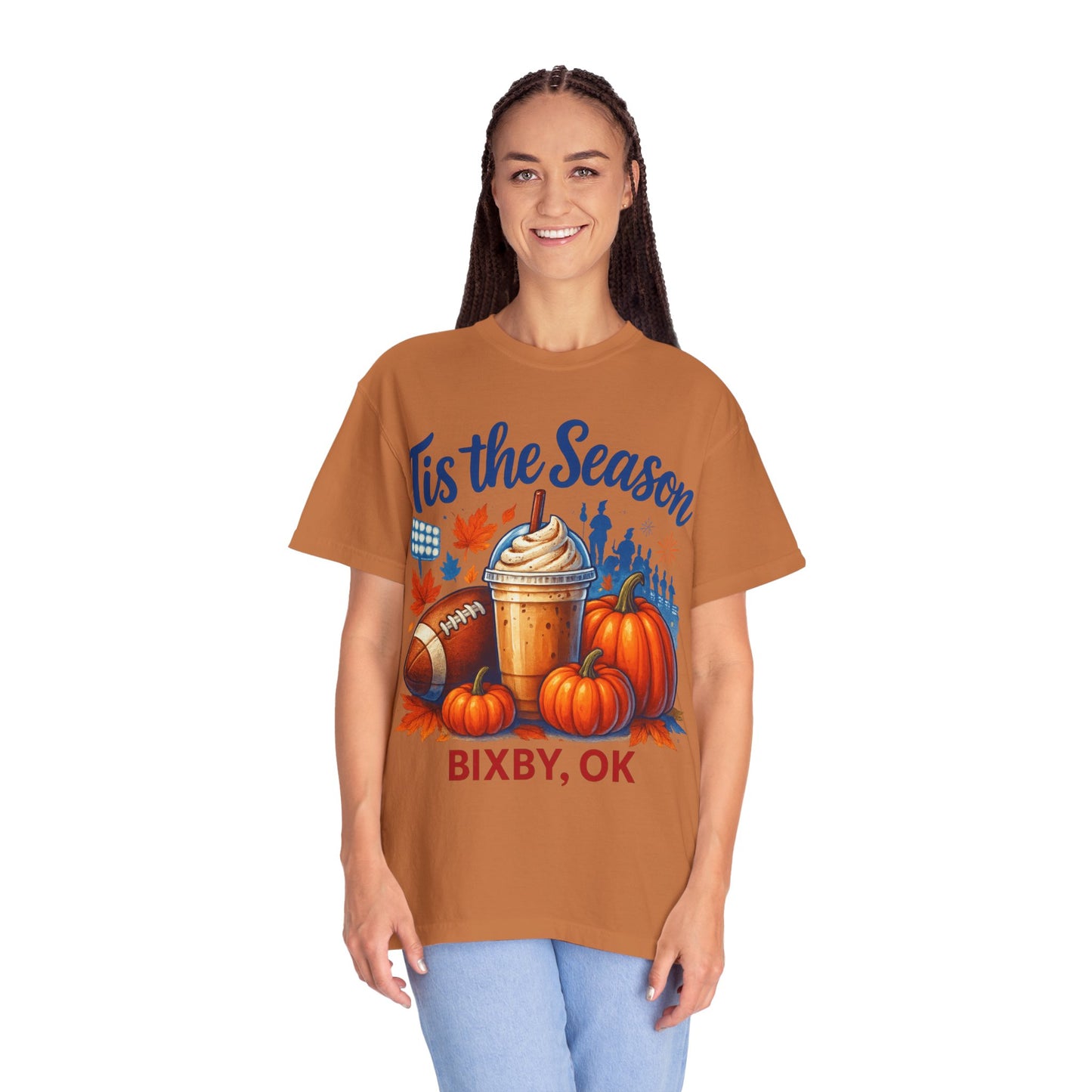 Bixby Football Mom Pumpkin Spice Vibes Comfort Colors Tee