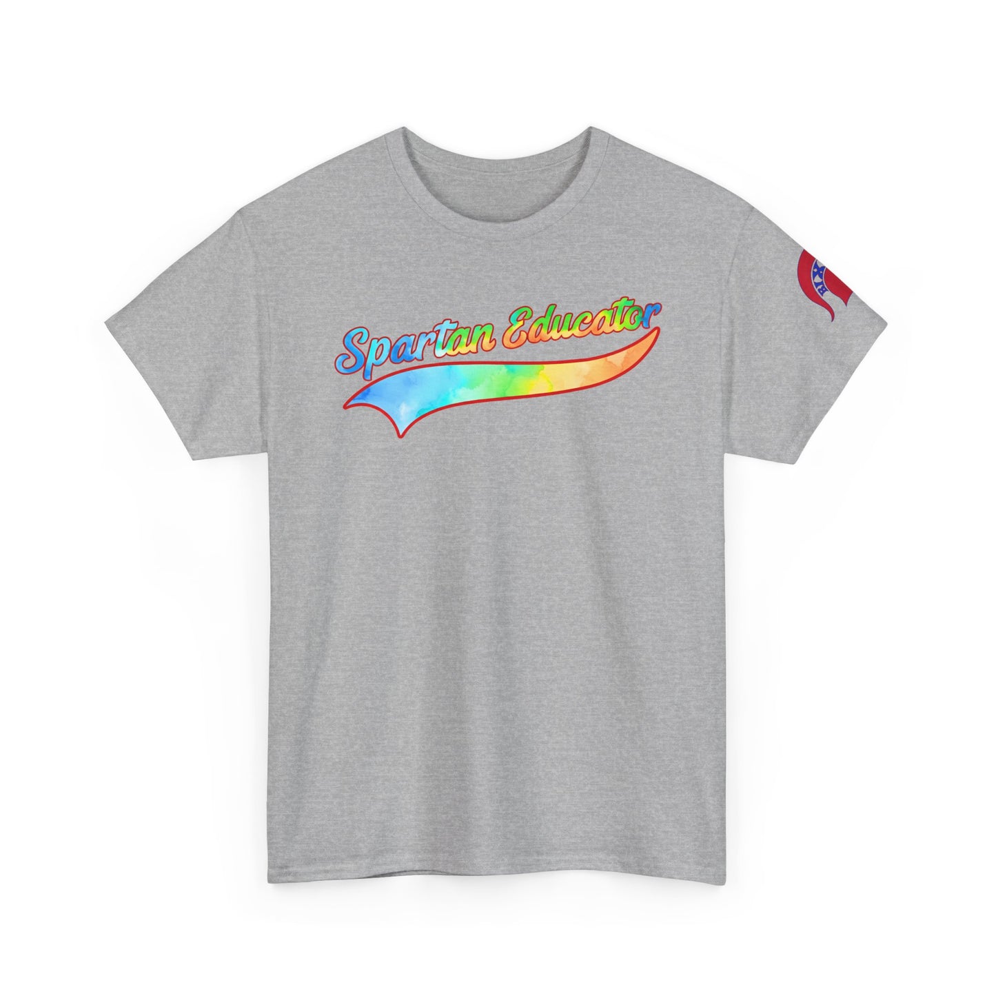 Spartan Educator Tie-Dye Design Gildan Tee With Sleeve Logo