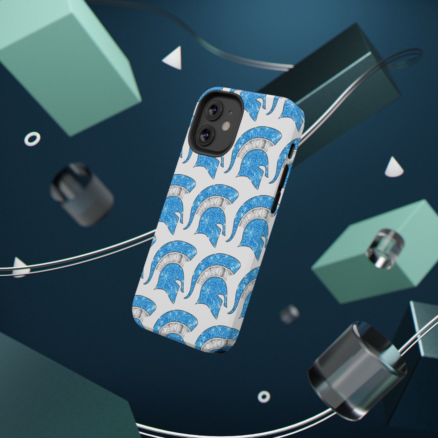 Bixby Spartan Blue Bling Logo Impact Resistant iPhone Case