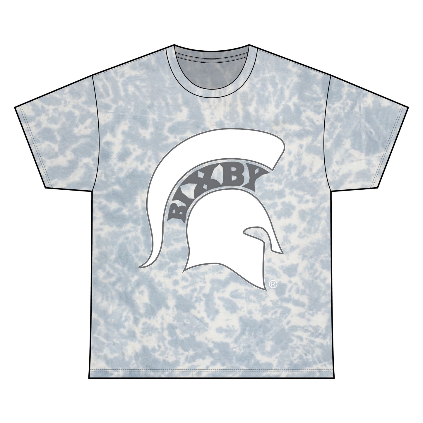 Bixby Spartan White Logo Tie-Dye Gildan Tee