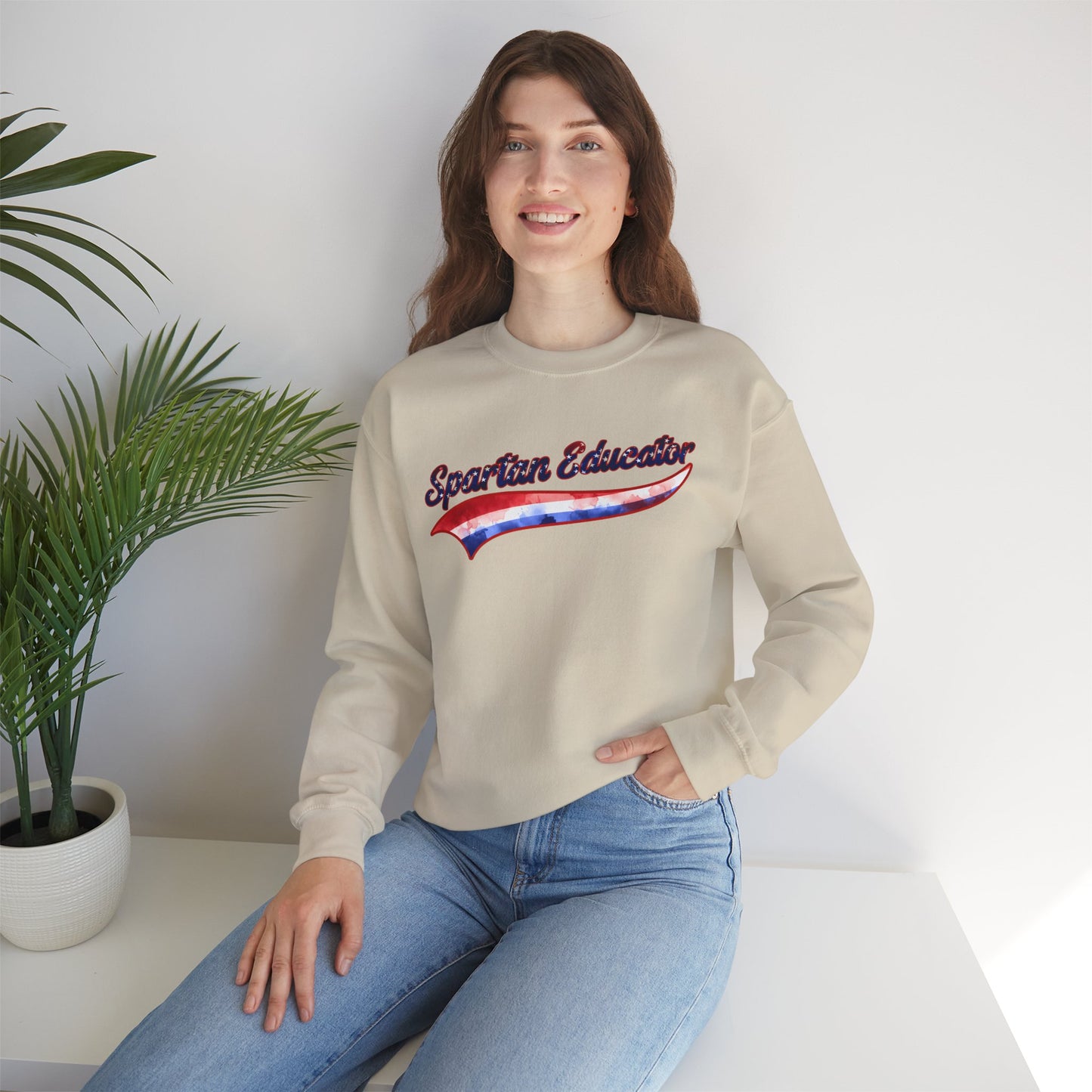 Spartan Educator Patriotic Design Gildan Sweatshirt