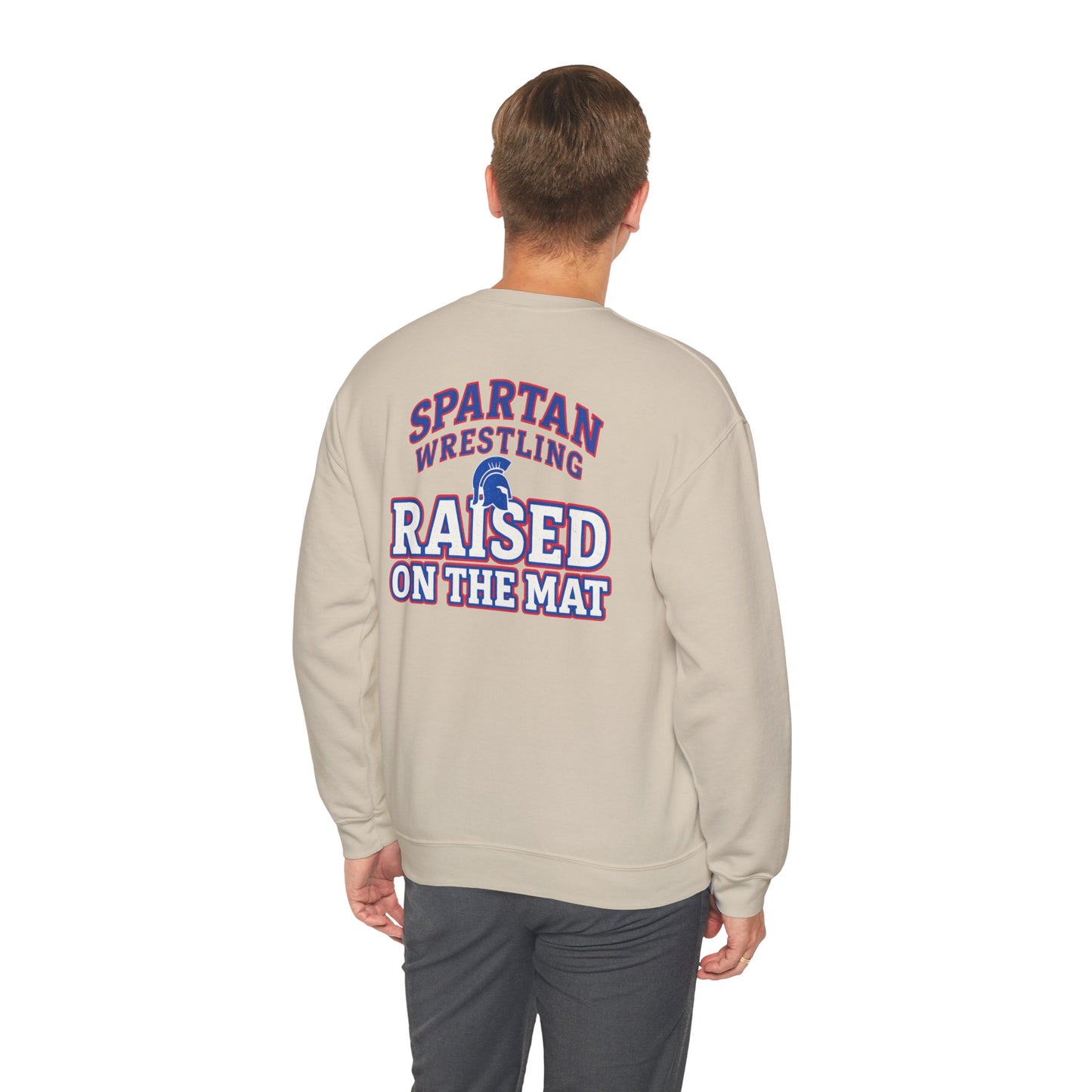 Raised On The Mat Spartan Wrestling Gildan Sweatshirt