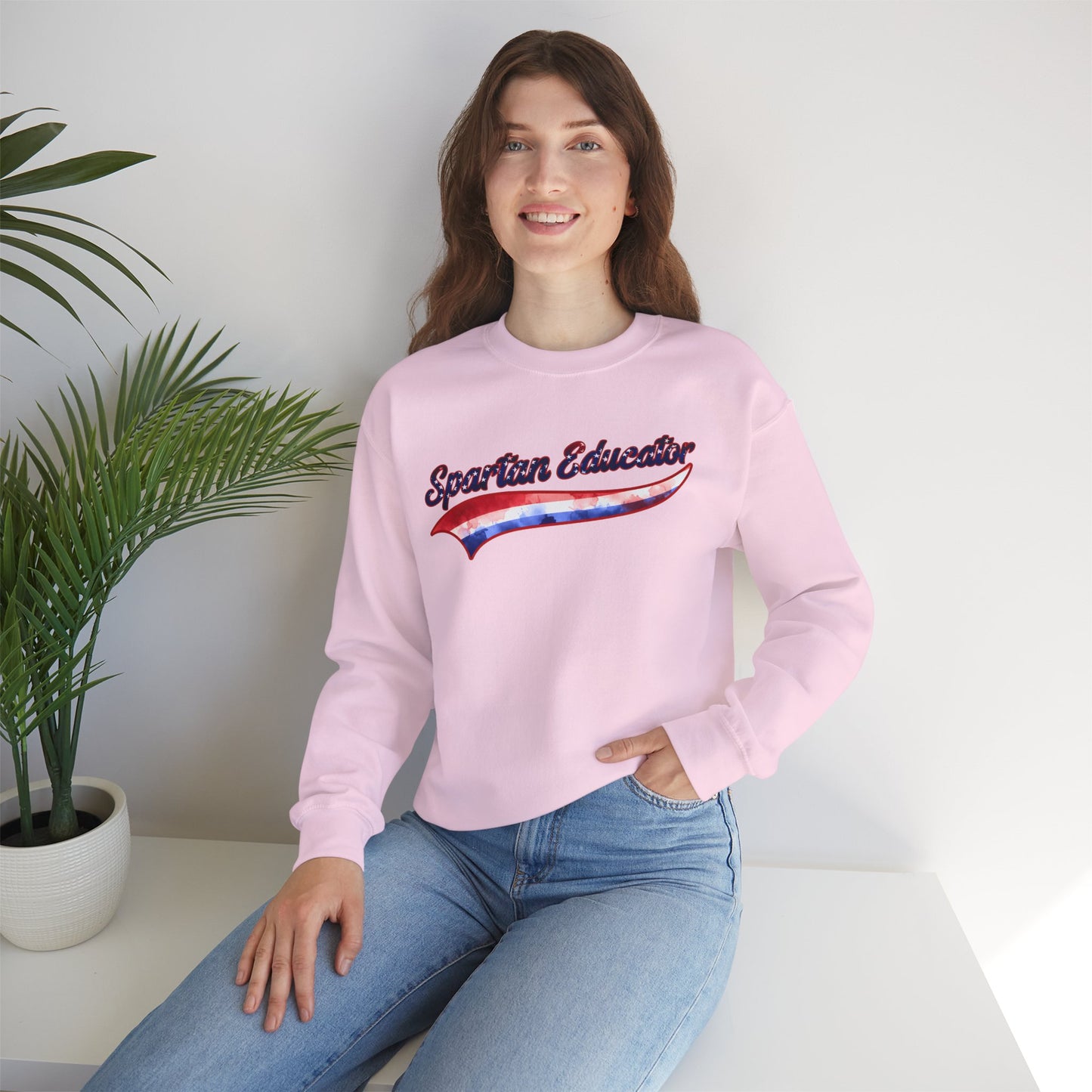Spartan Educator Patriotic Design Gildan Sweatshirt