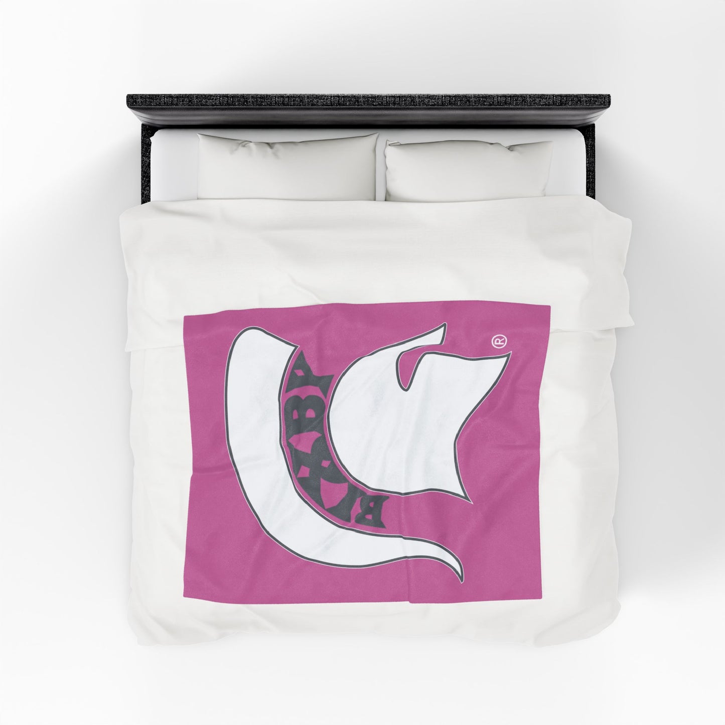 Spartan White Logo Velveteen Plush Pink Blanket