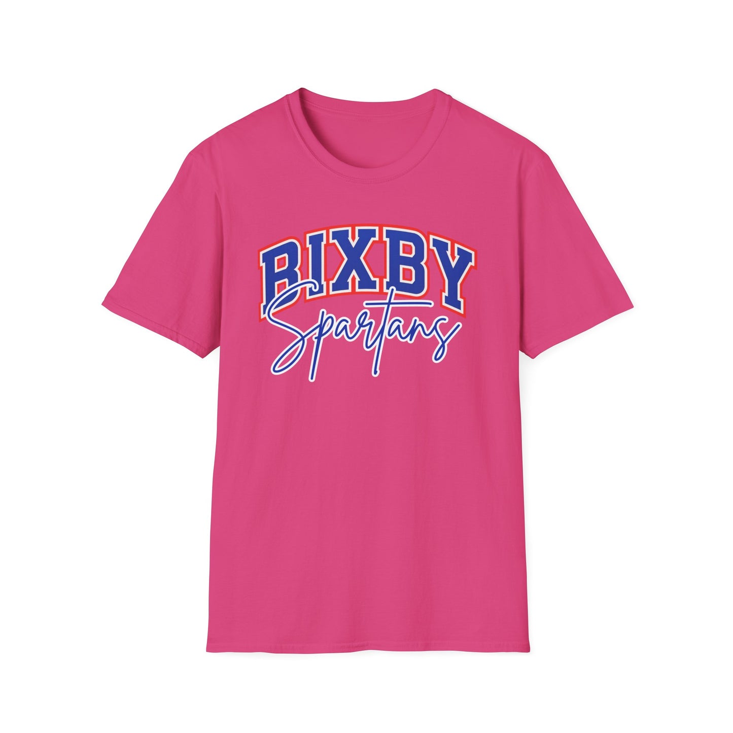 Bixby Spartans Cursive Softstyle Gildan Tee