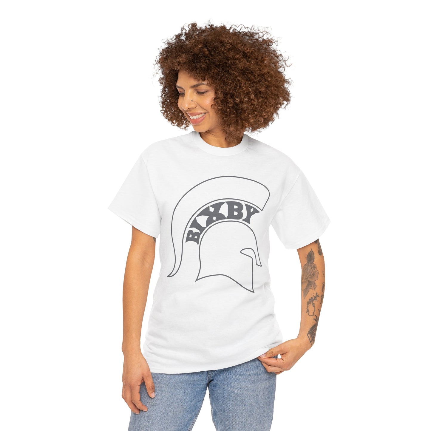 Spartan White Logo Gildan Tee