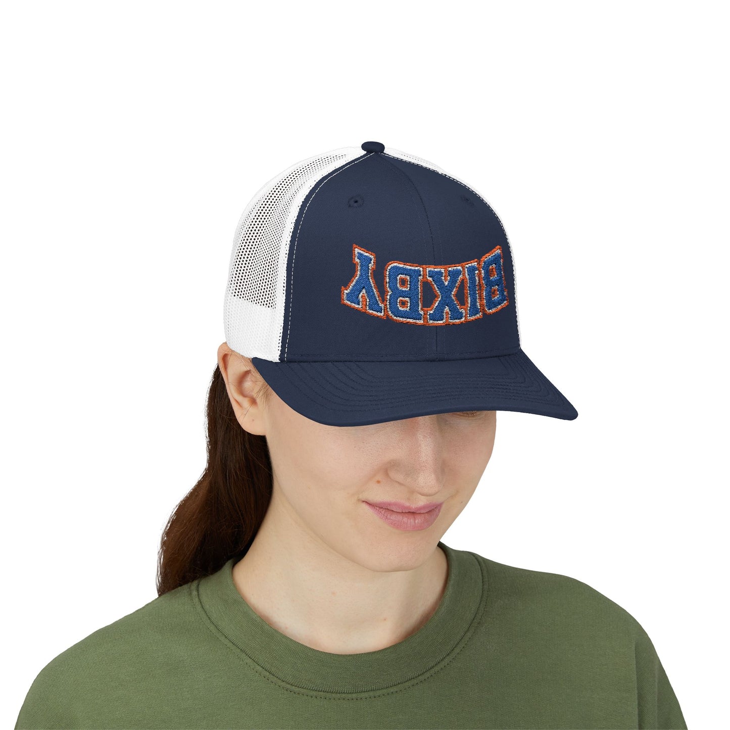 Upside-Down Embroidered Bixby Trucker Snapback