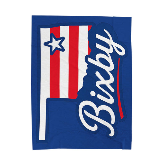 Bixby OK Red White & Blue Velveteen Plush Blanket