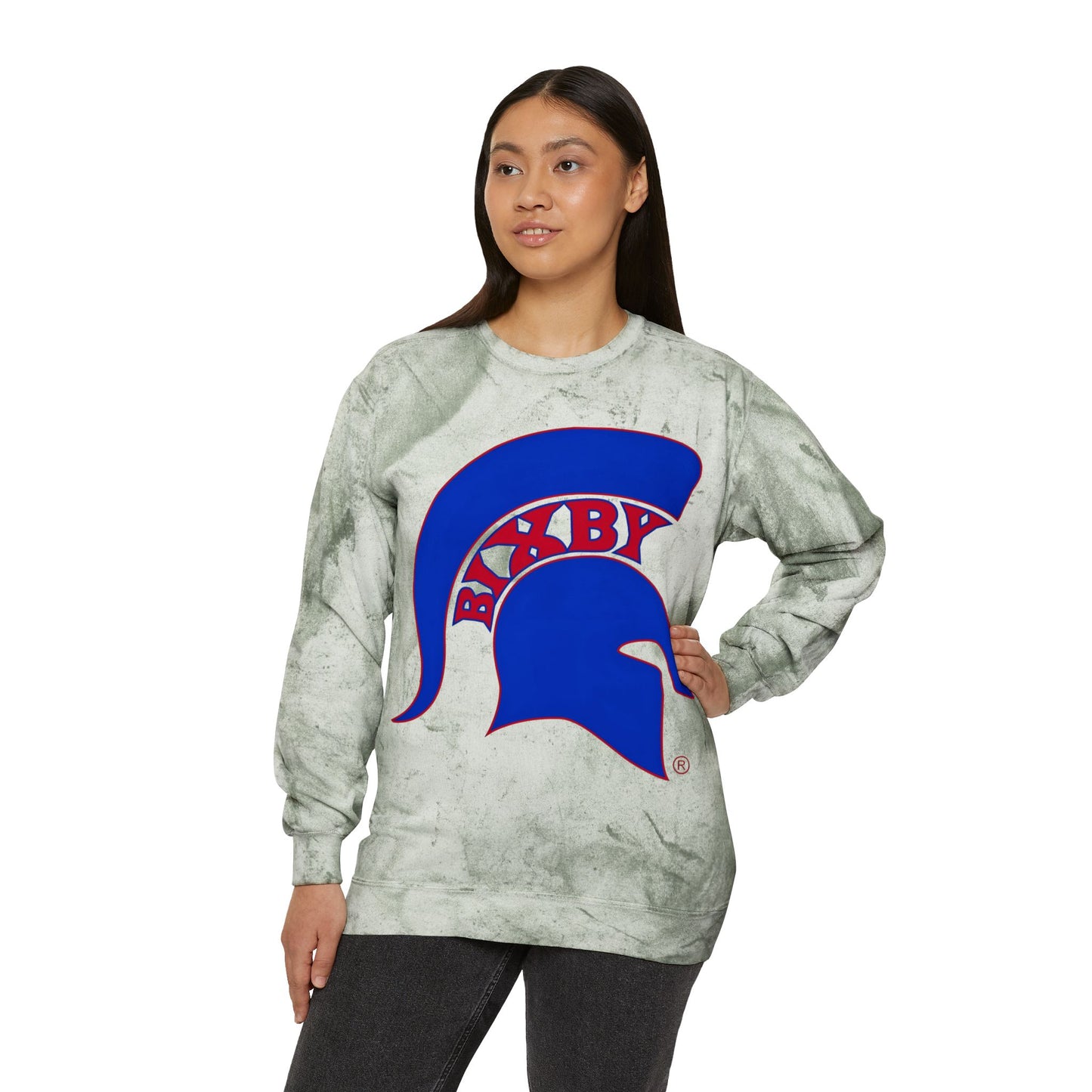 Spartans Blue Logo Comfort Colors Tie-Dye Sweatshirt