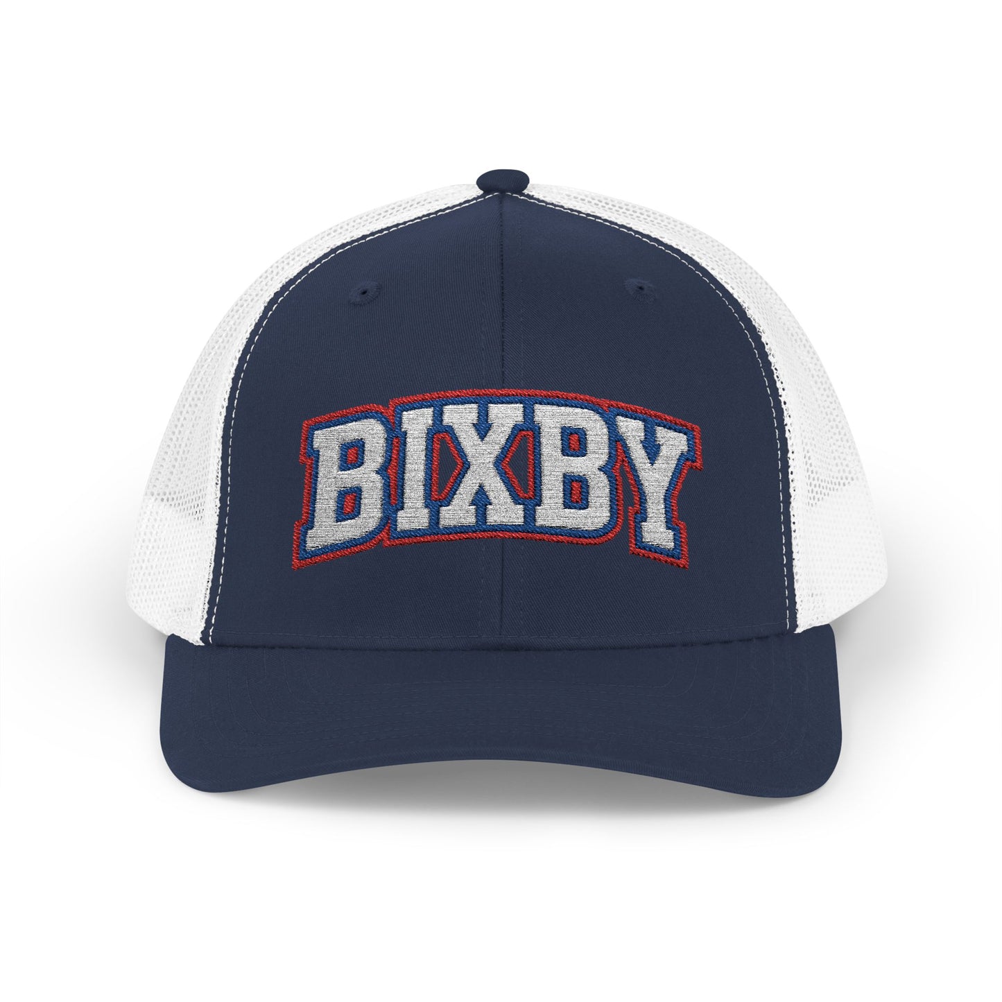 Bixby White Athletic Letter Embroidered Trucker Snapback