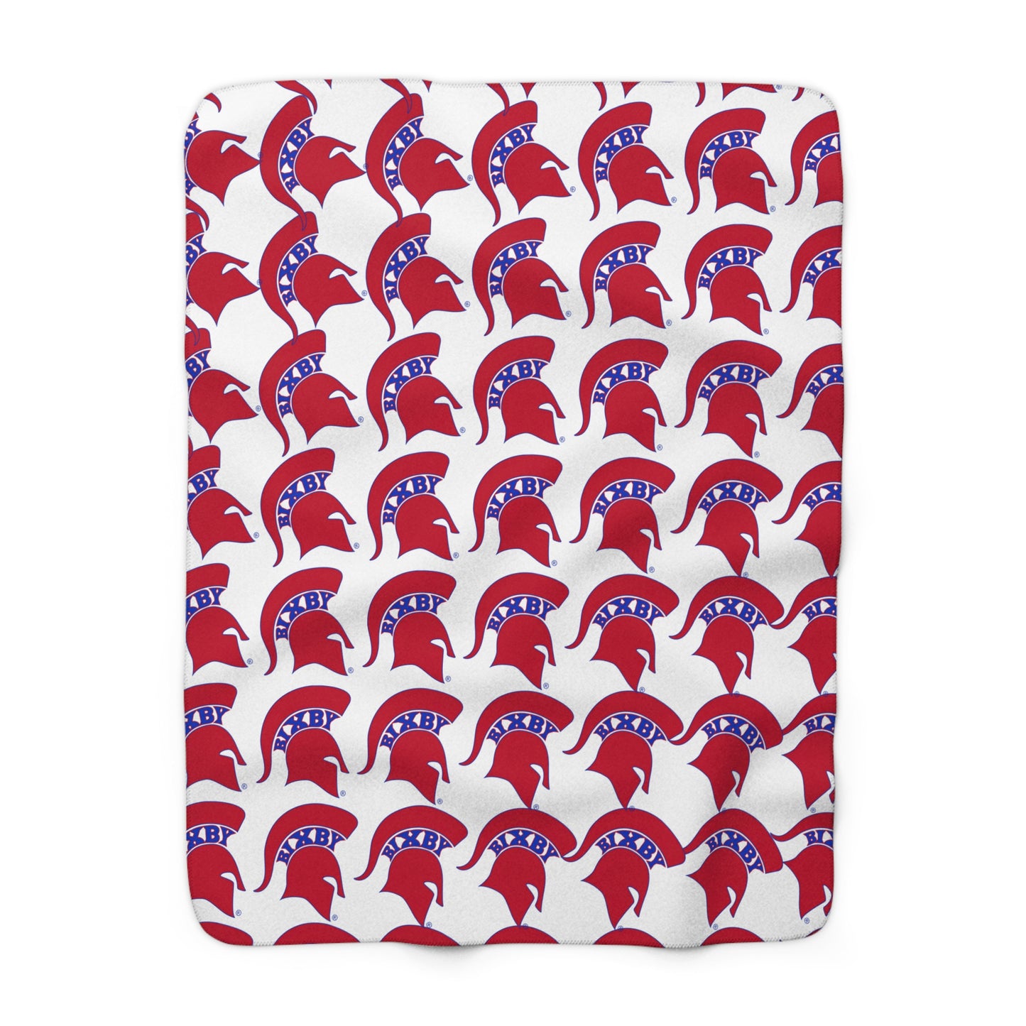 Spartan Red Small Pattern Logo Comfy Sherpa Fleece Blanket