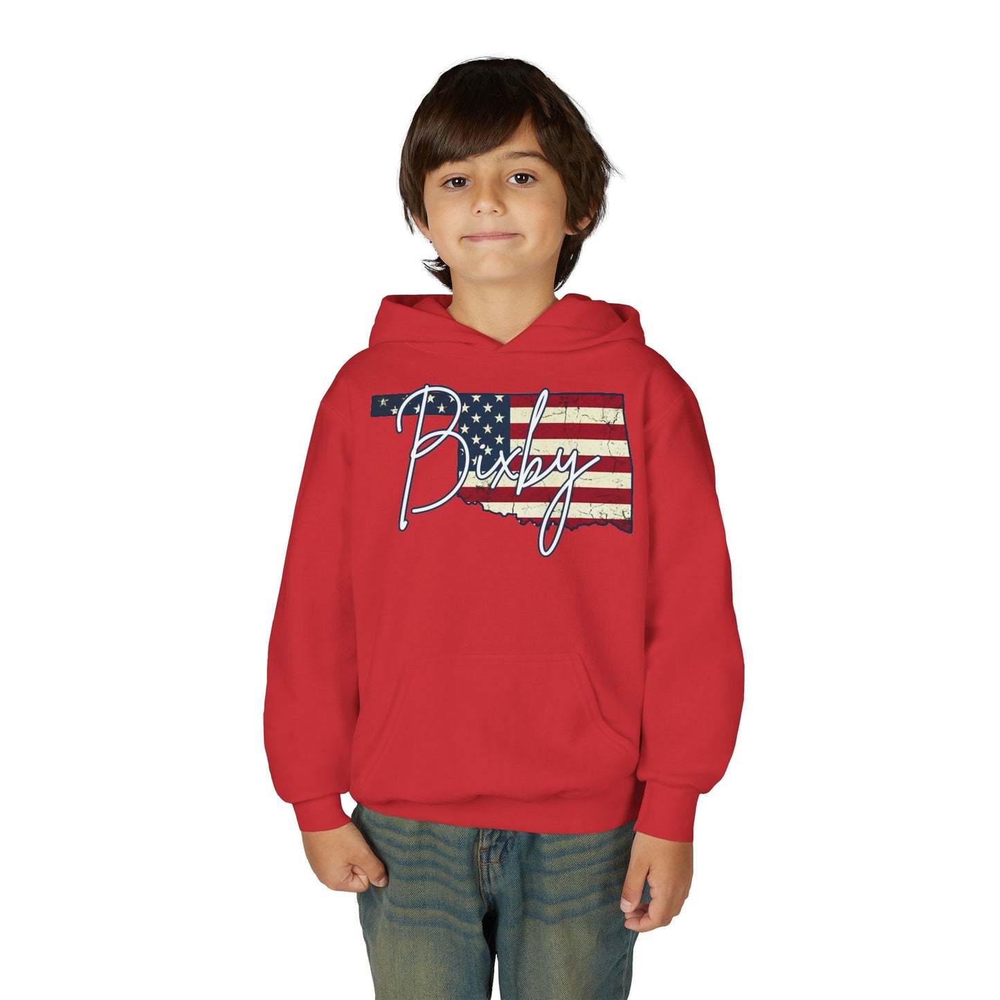 Oklahoma Flag Bixby Script Youth Hoodie