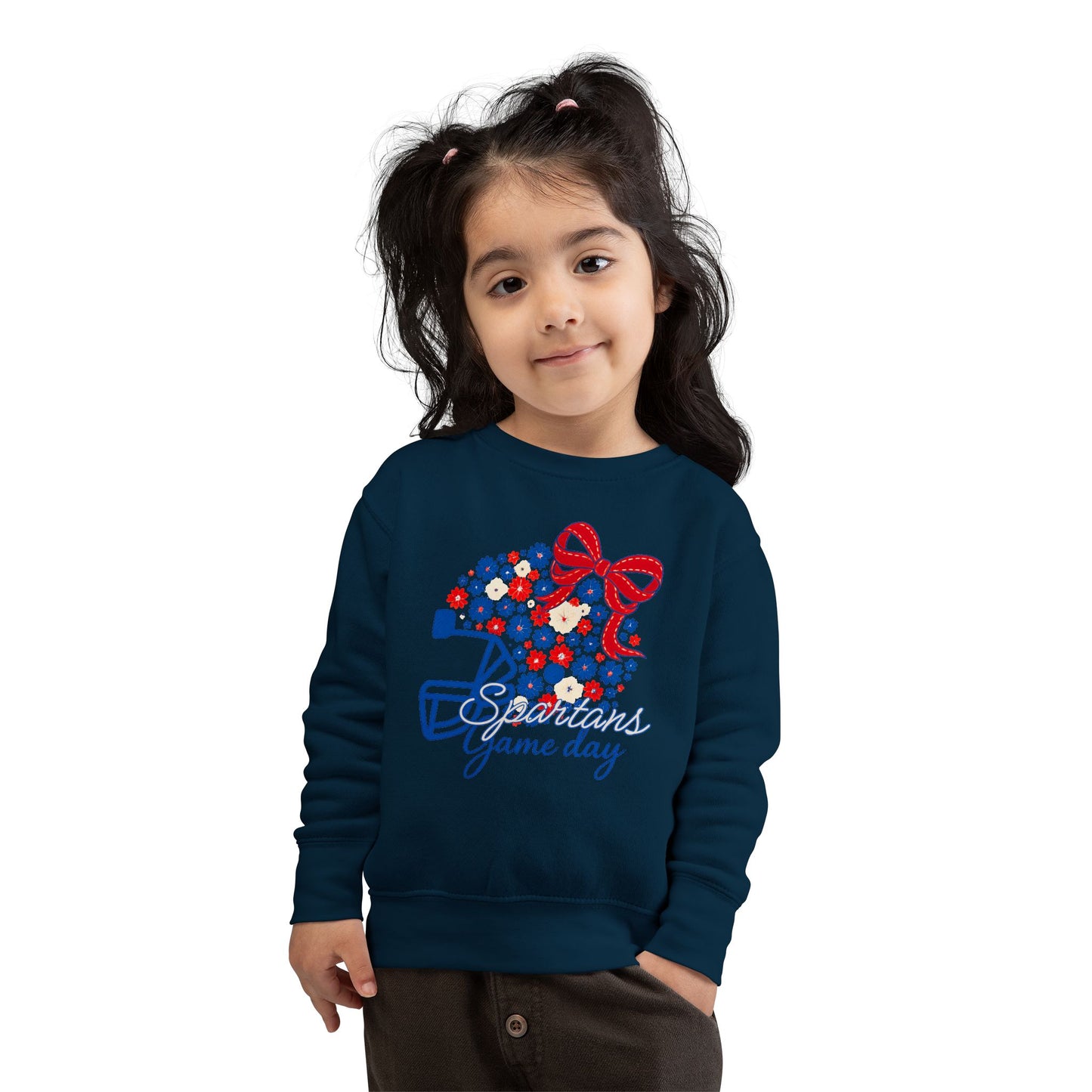 Bixby Spartans Gameday Floral Helmet Toddler Rabbit Skins Sweatshirt