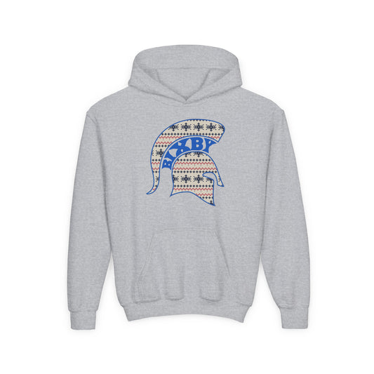 Bixby Spartans Ugly Sweater Helmet Youth Hoodie, Kids Christmas