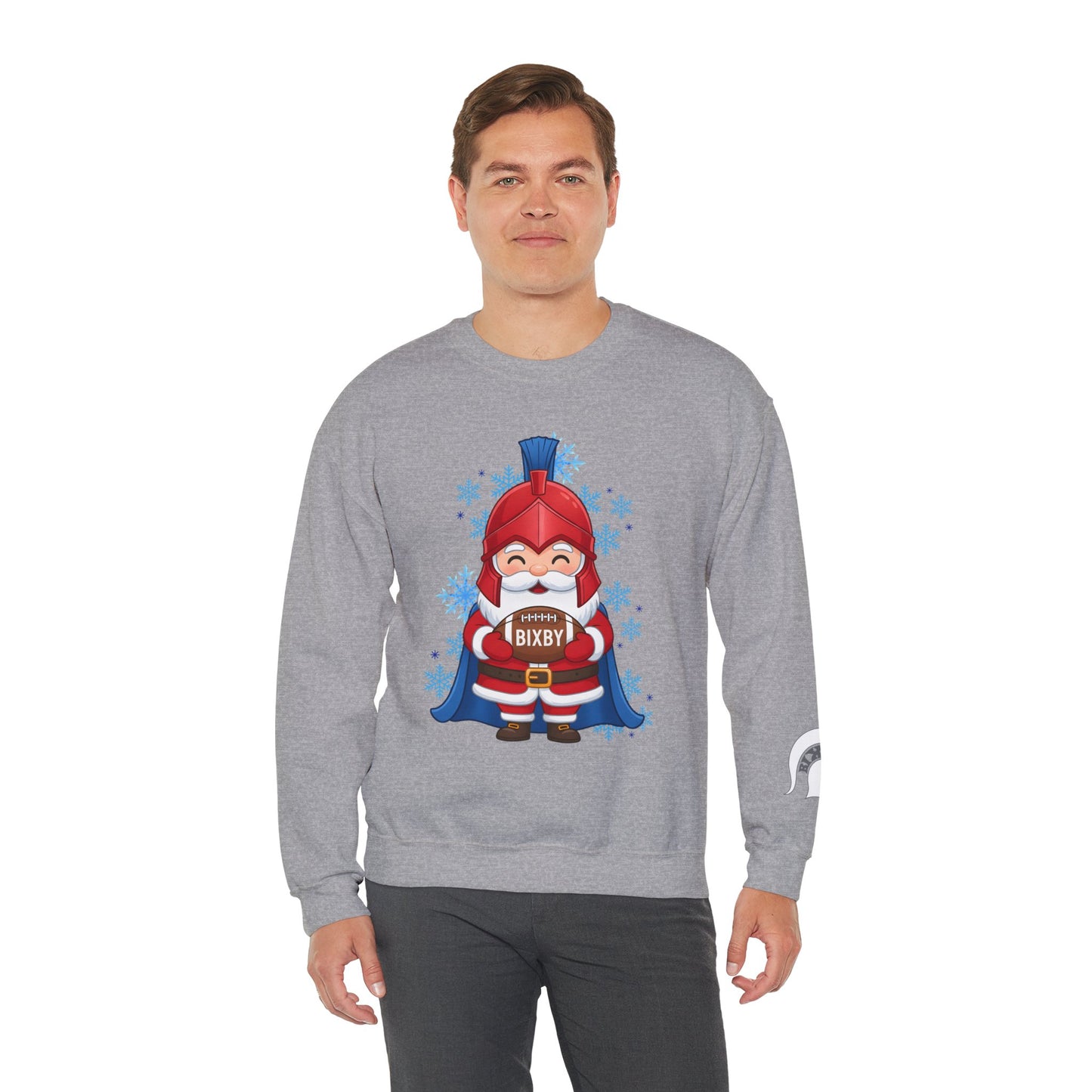Spartan Football Santa Gildan Sweatshirt With Sleeve Print