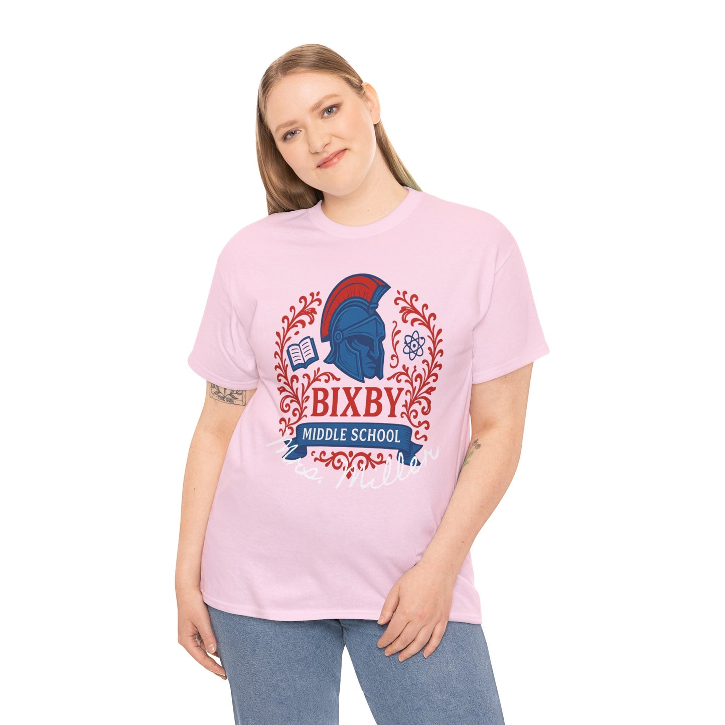 Floral Personalized Bixby Middle School Spartan Gildan Tee
