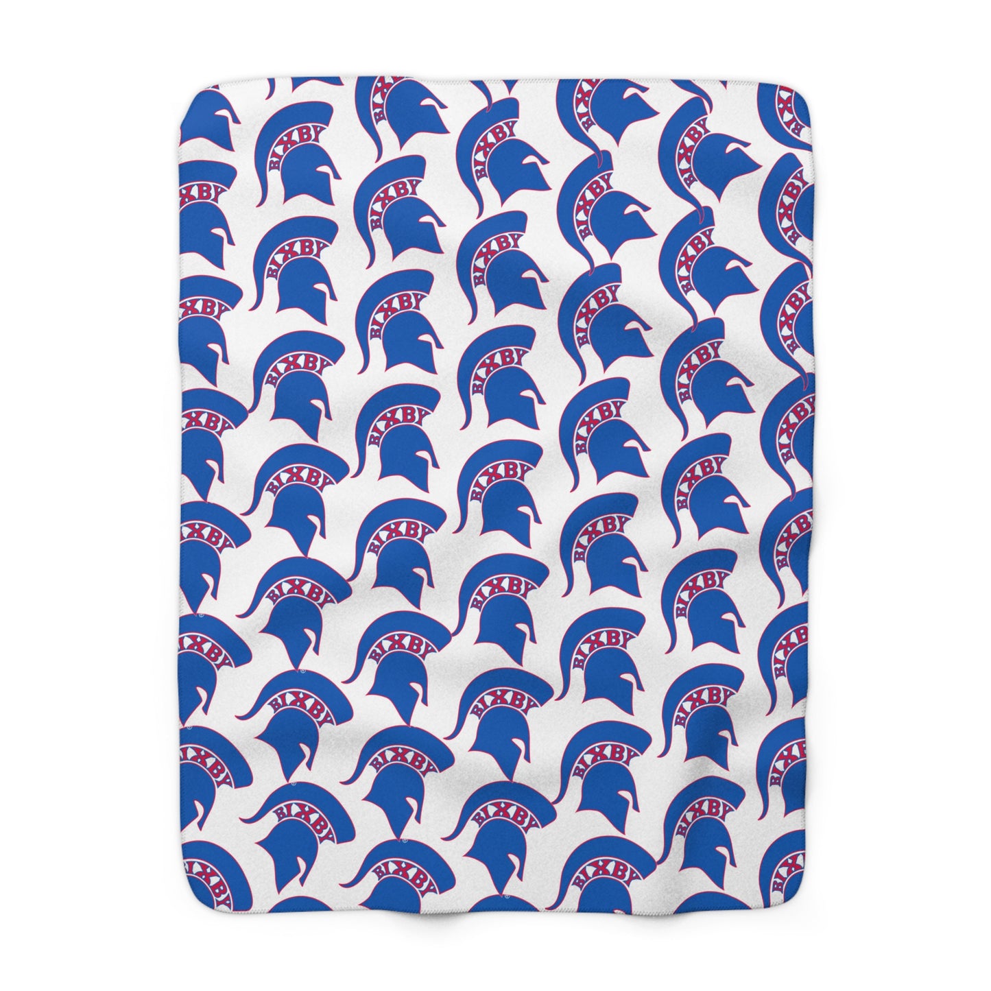 Bixby Blue Patterned Logo Comfy Sherpa Fleece Blanket
