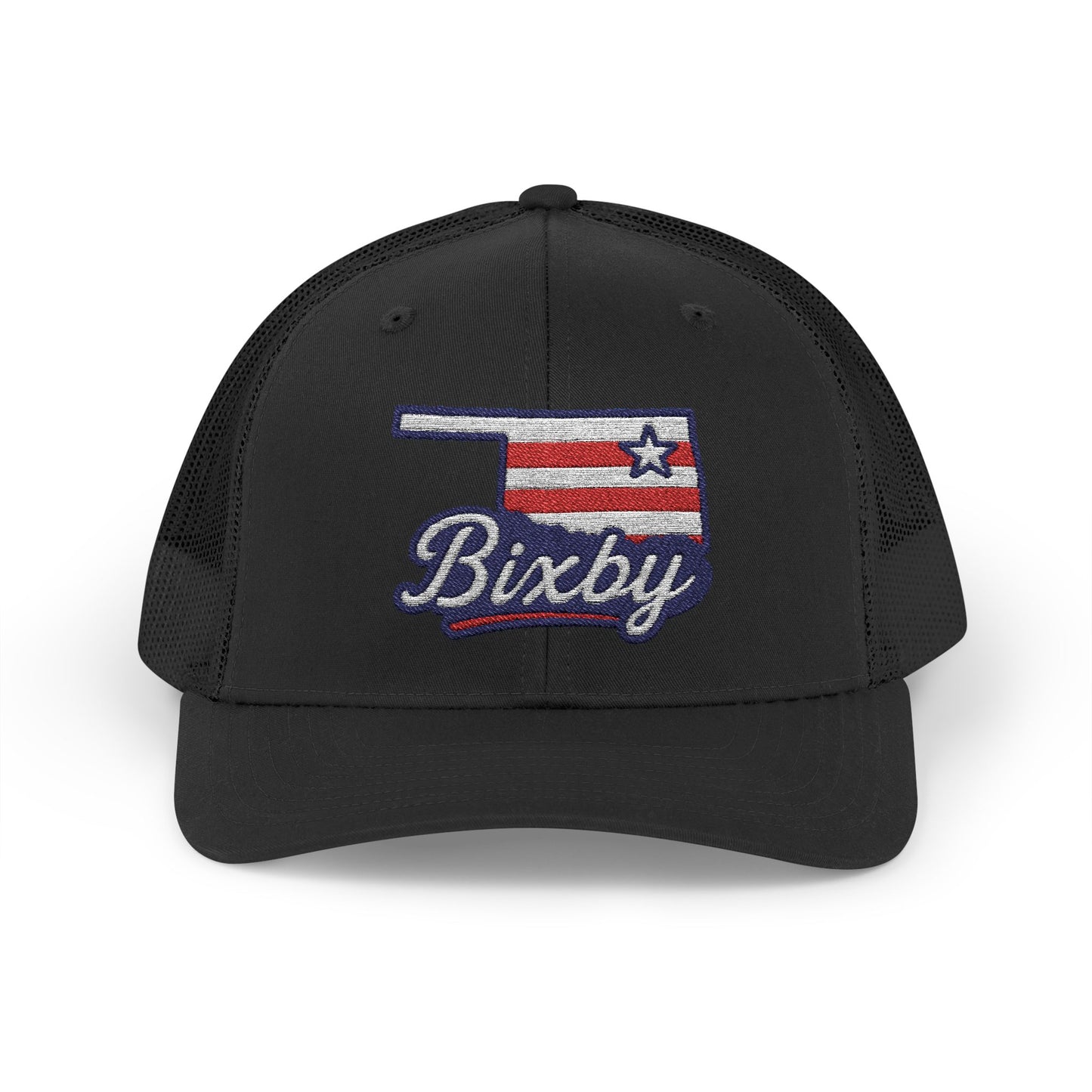 Bixby OK Red White & Blue Embroidered Trucker Snapback