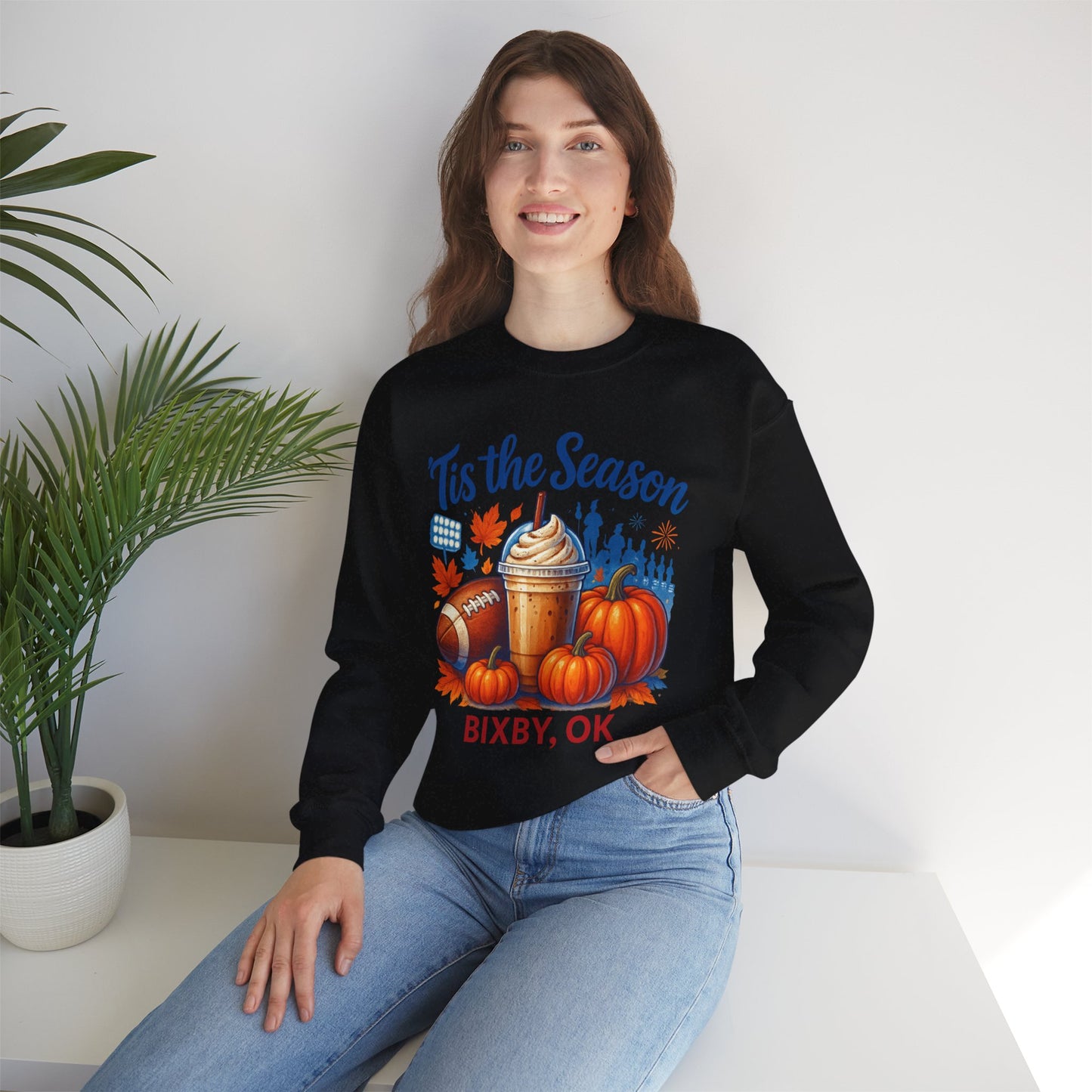 Bixby Football Mom Pumpkin Spice Gildan Sweatshirt